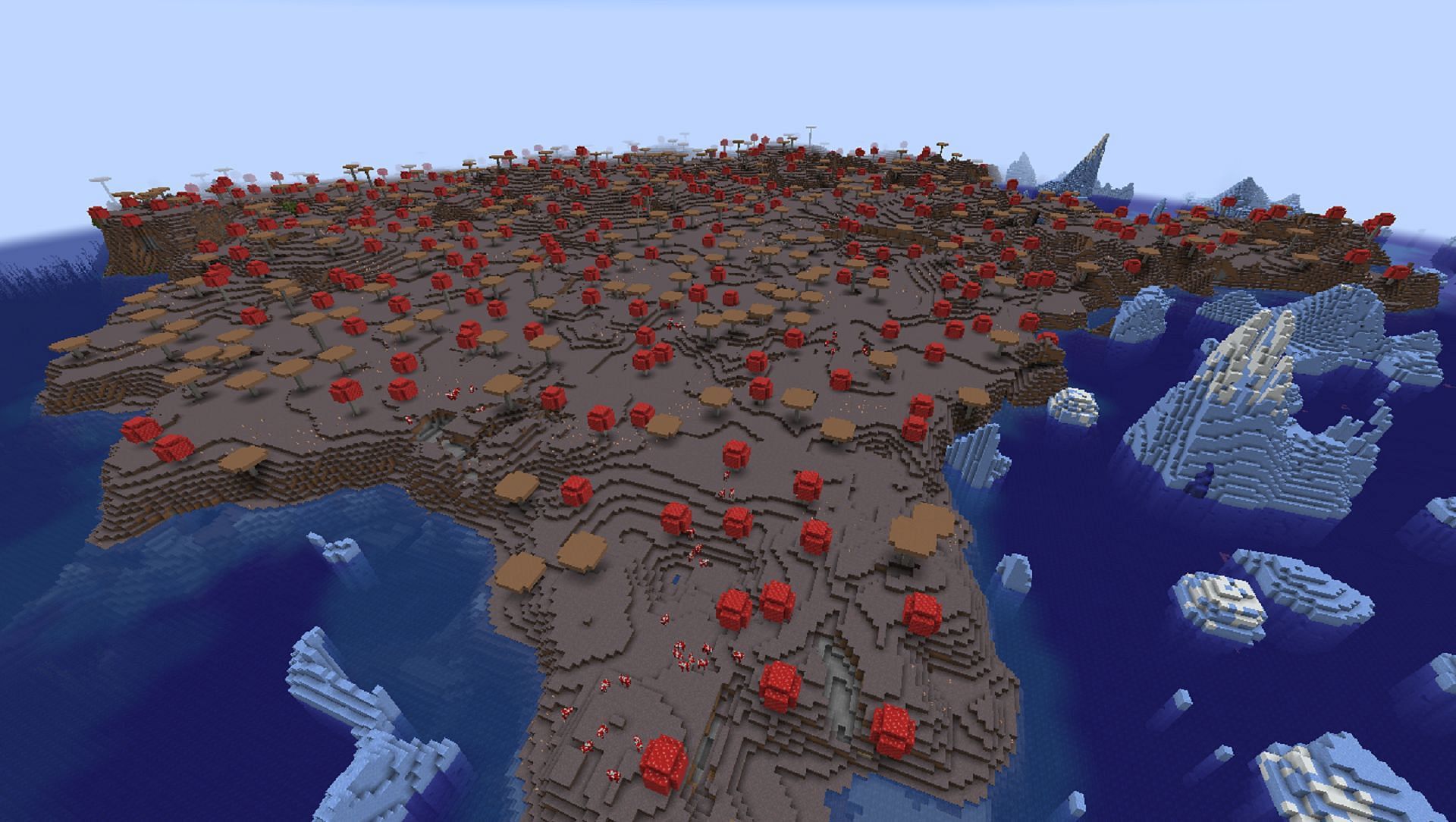 A massive mushroom island awaits players in this seed, which should be safe from hostile mobs (Image via Mojang)
