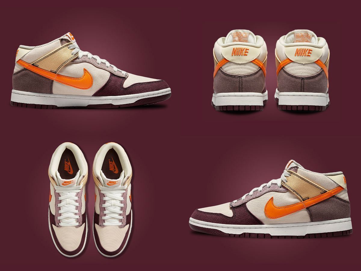 The upcoming Nike Dunk Mid &quot;Coconut Milk&quot; sneakers come clad in fall-themed hues (Image via Sportskeeda)