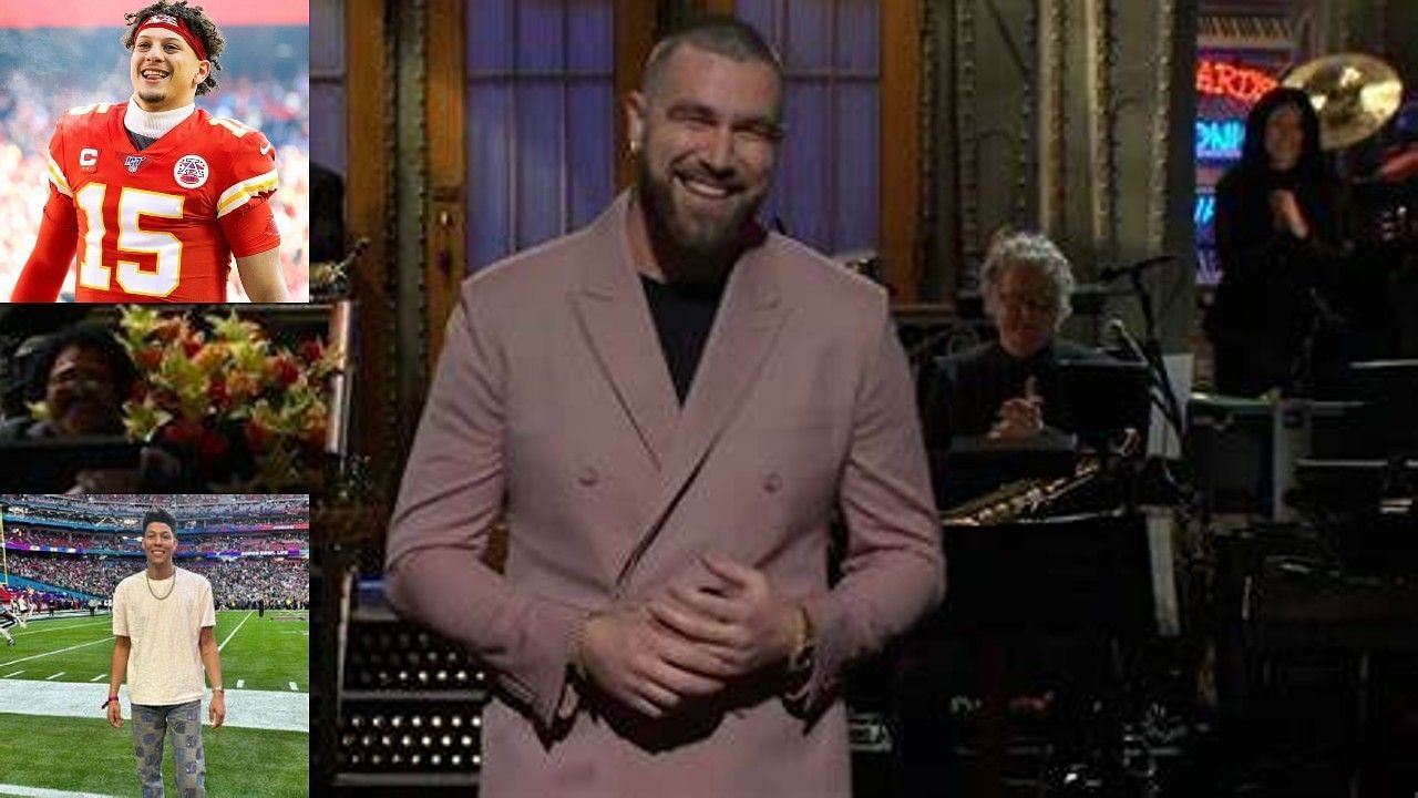 Kansas City Chiefs tight end Travis Kelce hosted SNL on Saturday night and took a dig at quaterback Patrick Mahomes and his younger brotehr Jackson.