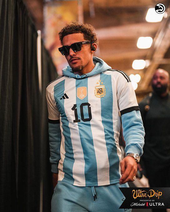 NBA star Trae Young shows up to a game with Lionel Messi's Argentina jersey