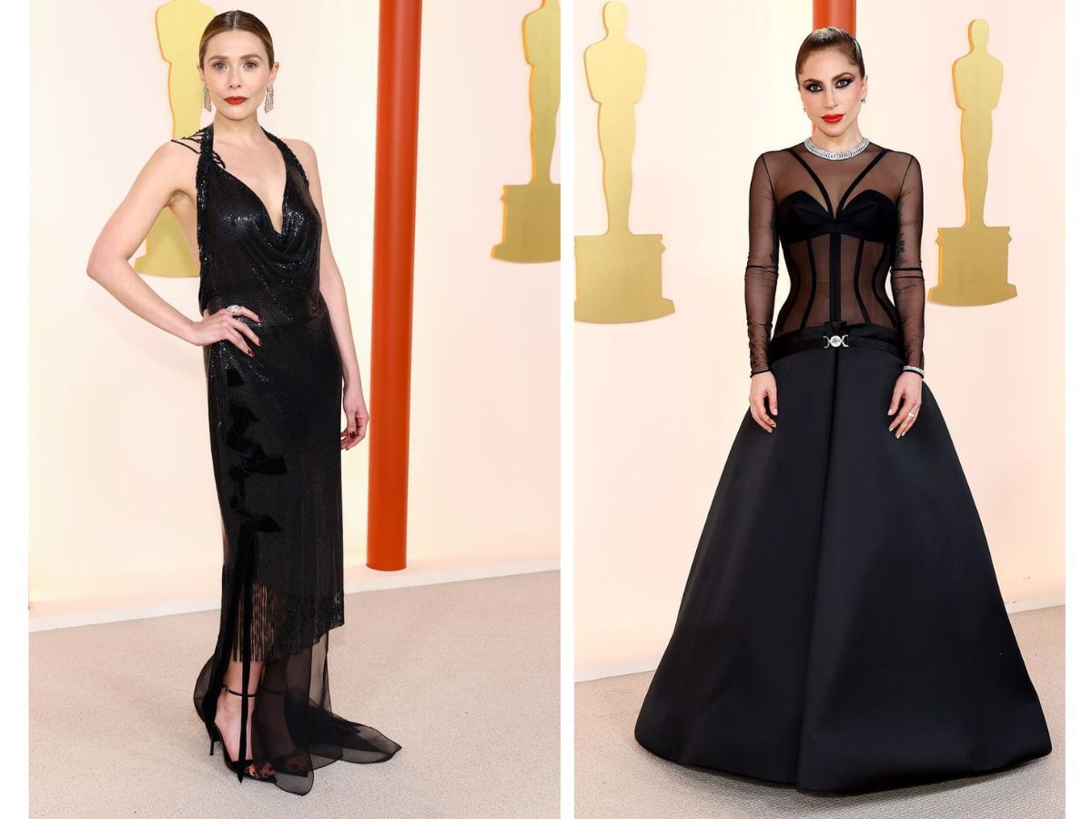 Black dress face-off - Elizabeth Olsen and Lady Gaga (Image via T&amp;C)