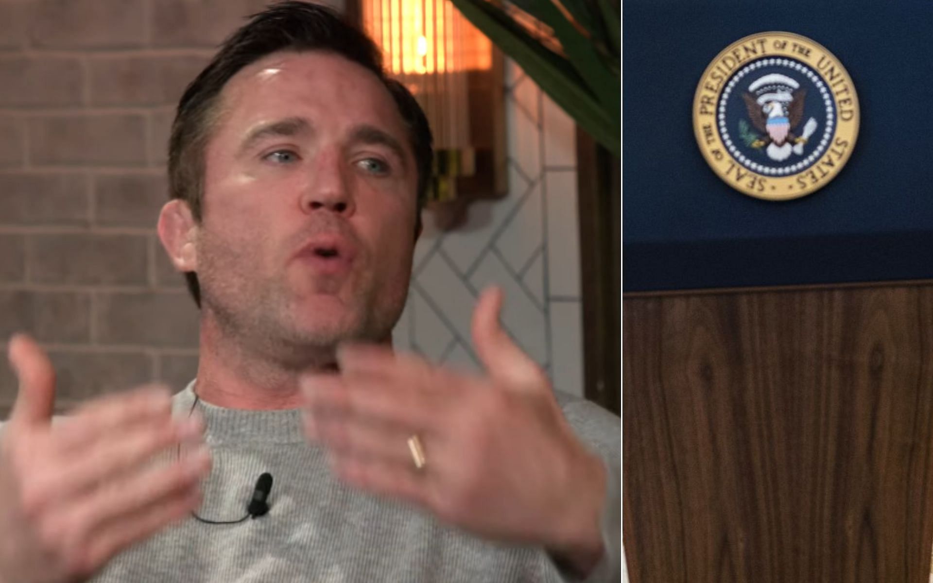 Chael Sonnen (Left), and Oval Office podium (Right) [FLAGRANT - YouTube].png