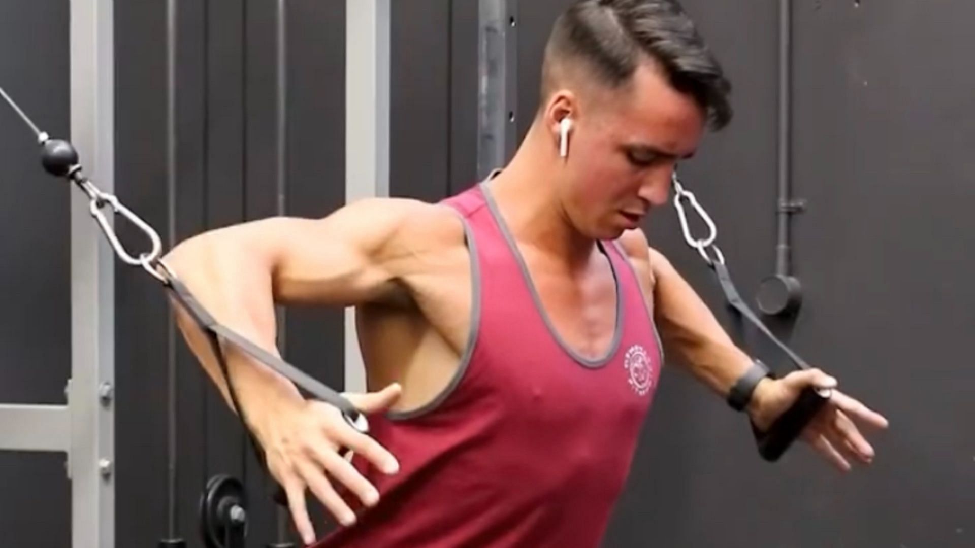Cable lateral raise engages the trapezius and hamstrings. (Photo via Instagram/fraserwilsonfit)