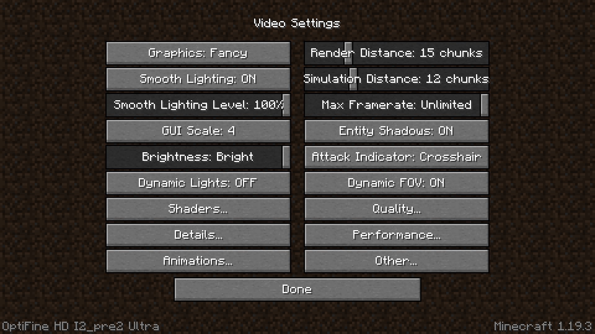 OptiFine adds a lot more video settings than what&#039;s already in Minecraft (Image via Mojang)