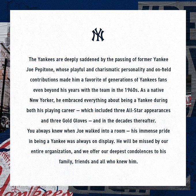 Joe Pepitone, Popular New York Yankees Star, Dead at 82