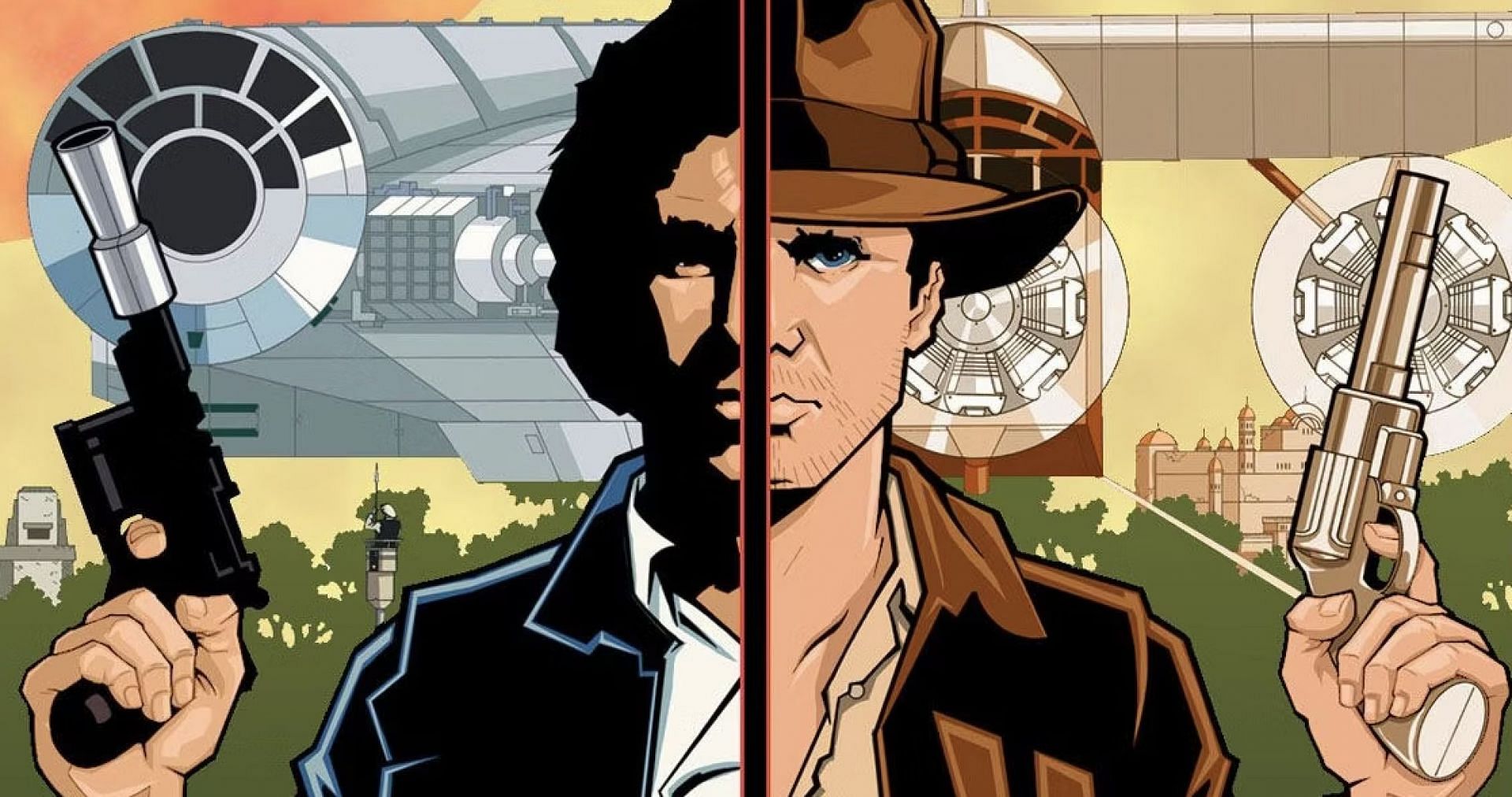 Han Solo and Chewbacca crash-land on Earth in the Pacific Northwest in the United States in the crossover comic Into the Great Unknown (Image via Lucasfilm)