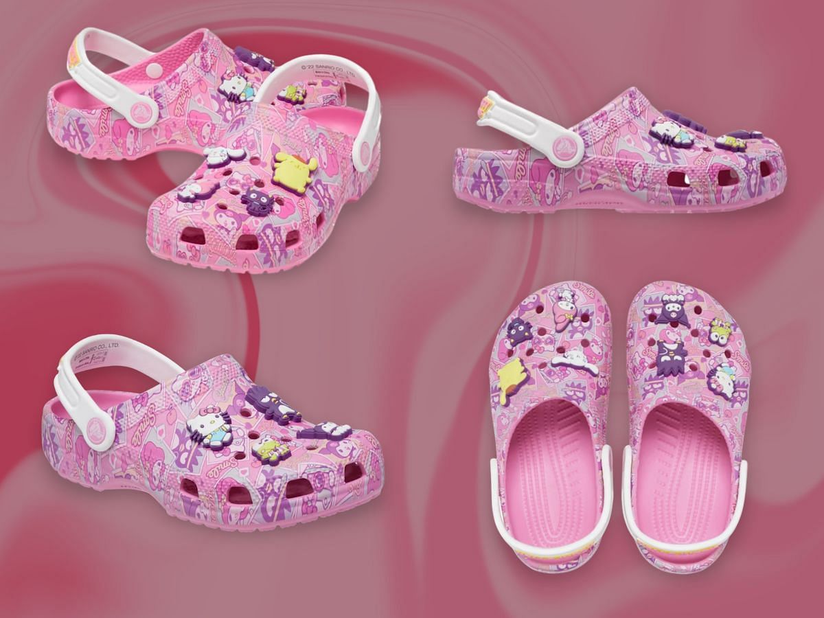 Here&#039;s a detailed view of the newly launched Hello Kitty foam clogs (Image via Sportskeeda)