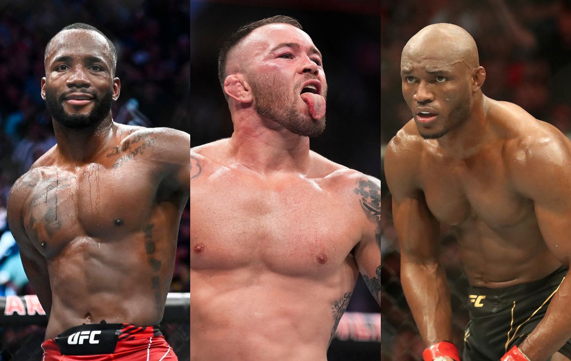 [L-R] Leon Edwards, Colby Covington and Kamaru Usman