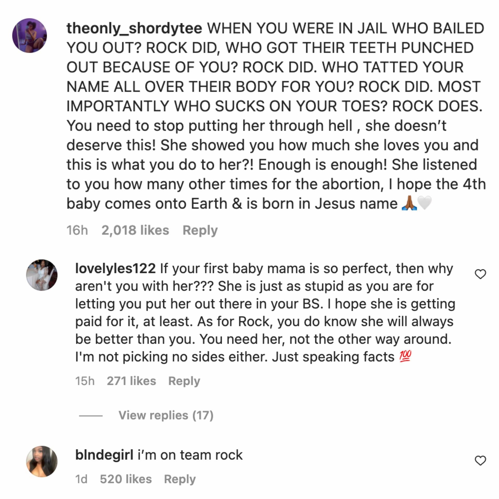 Social media users bashed the rapper for positing insensitively about Rock&#039;s pregnancy. (Image via Instagram)