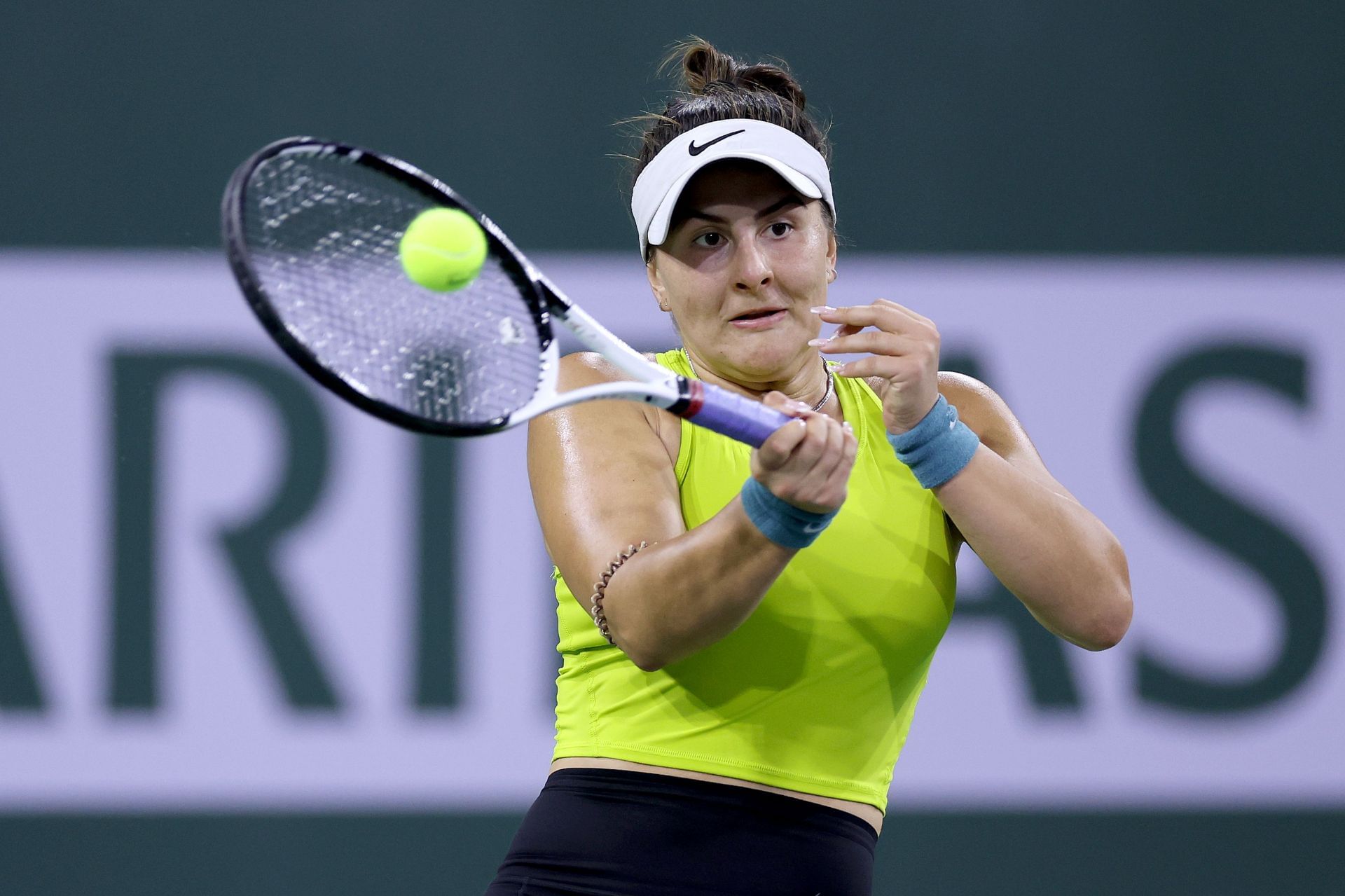 Andreescu in action at the BNP Paribas Open