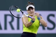 Andreescu in action at the BNP Paribas Open