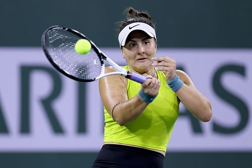 Andreescu in action at the BNP Paribas Open