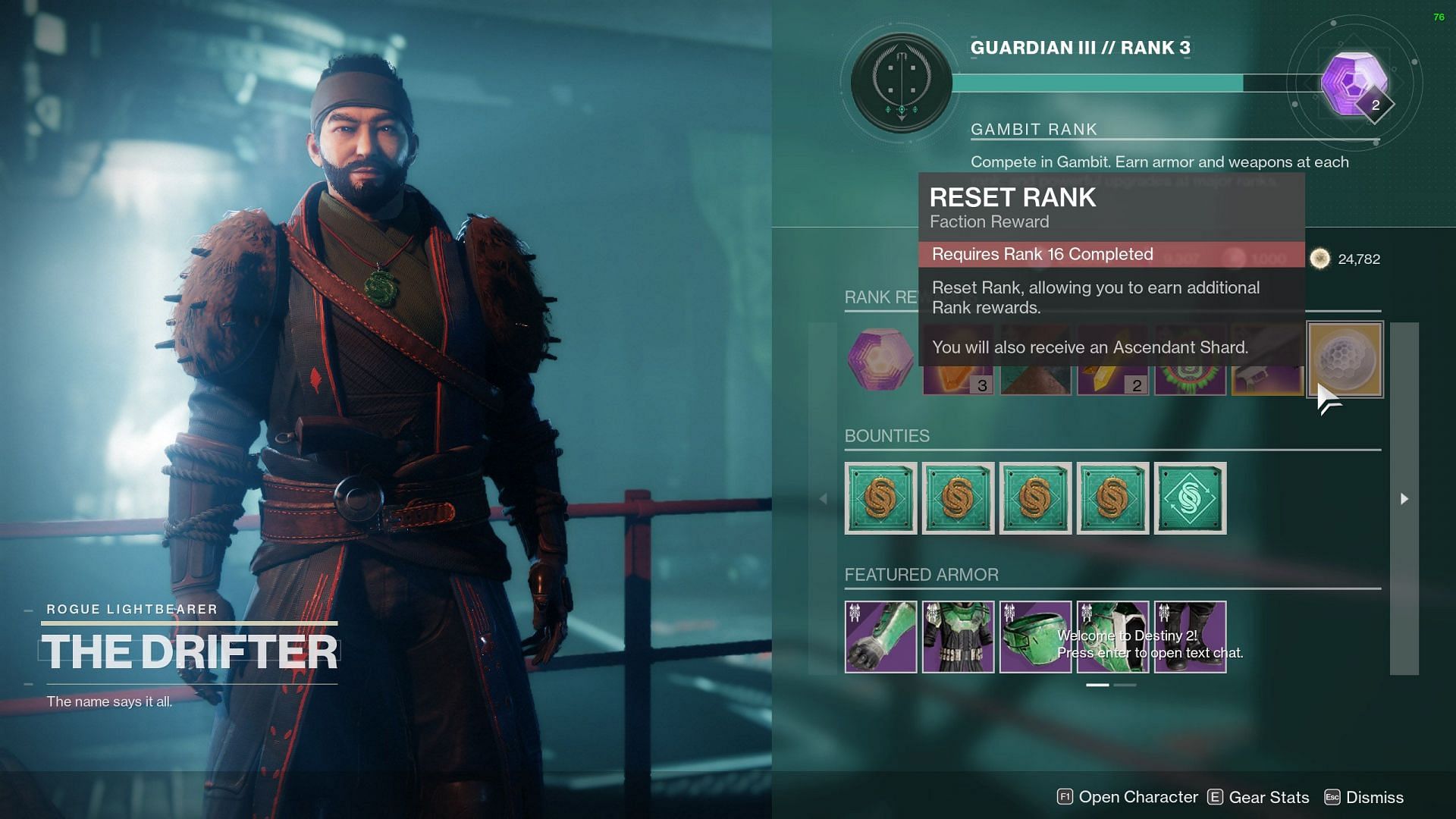 Gambit vendor, Drifter (Image via Destiny 2)