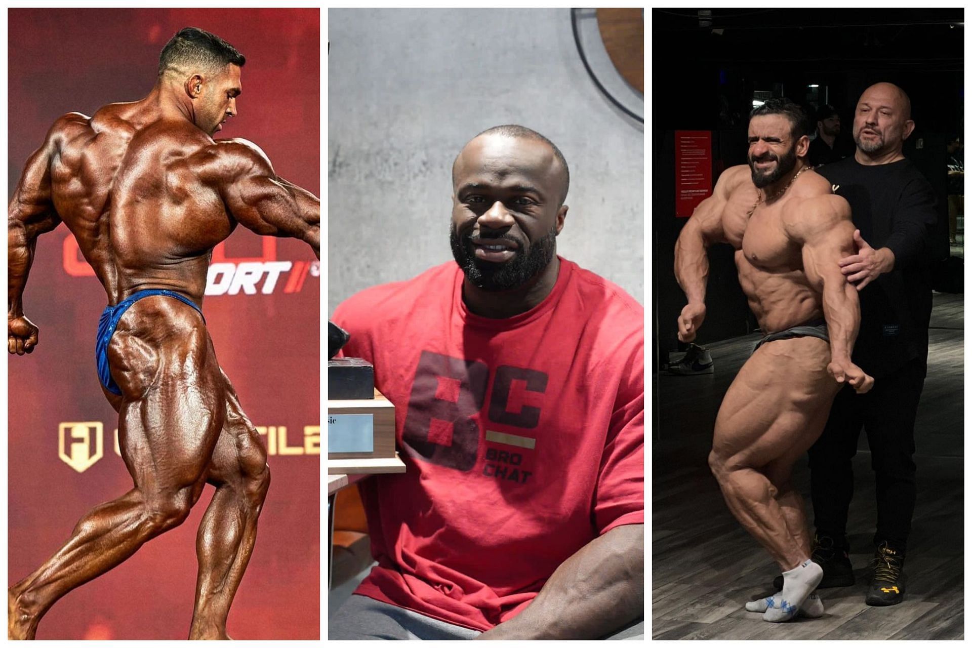 IFBB professionals Samson Dauda, Nick Walker and Hadi Choopan pose for the camera: Image via Instagram (@dereklunsford_ / @samson__dauda / @hadi_choopan)