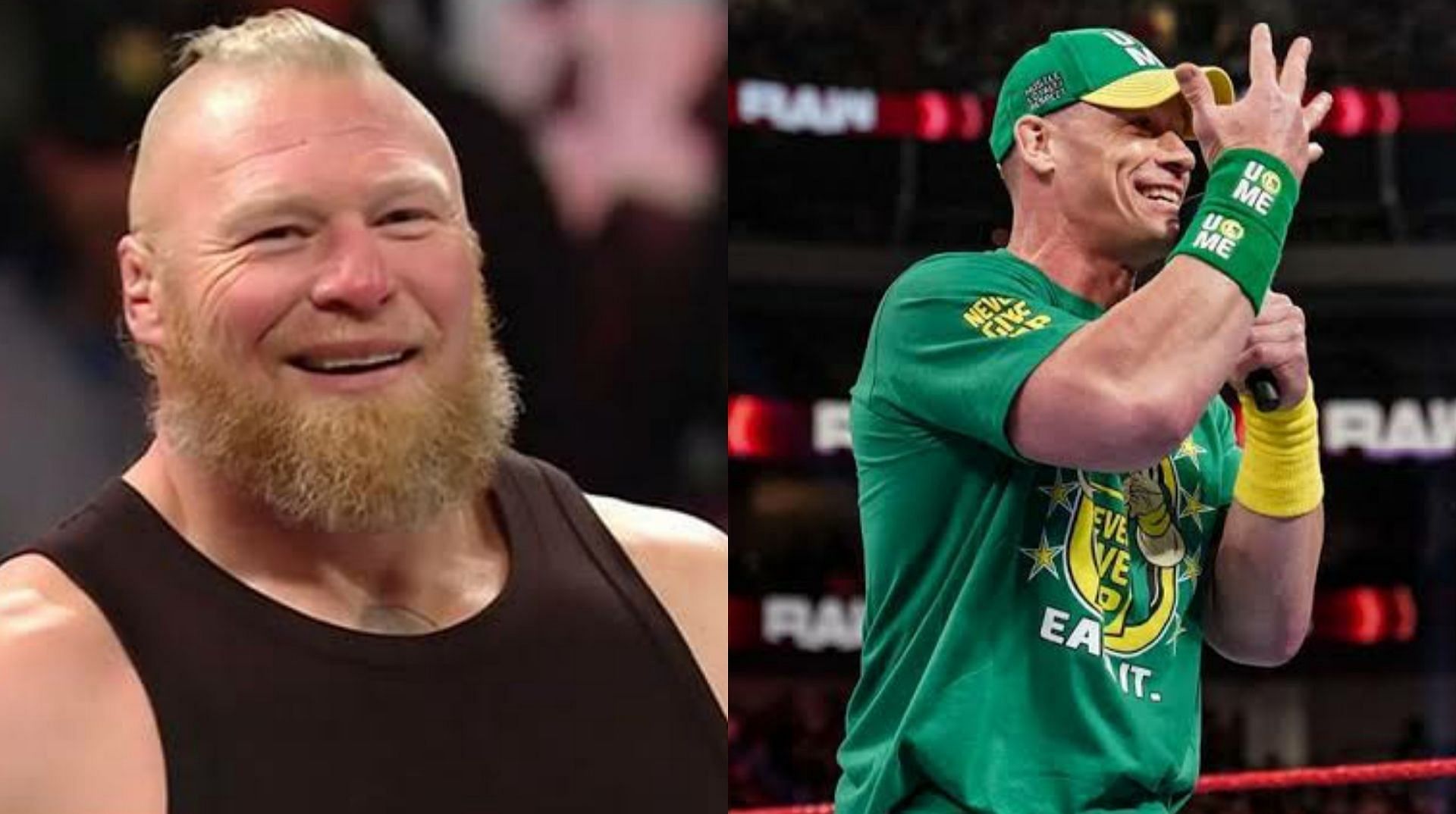Brock Lesnar (left); John Cena (right)
