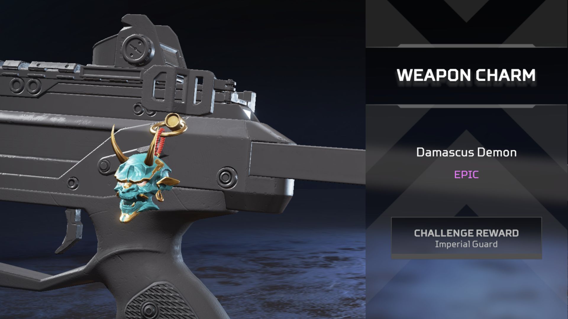 The &quot;Damascus Demon&quot; weapon charm in Apex Legends (Image via EA)