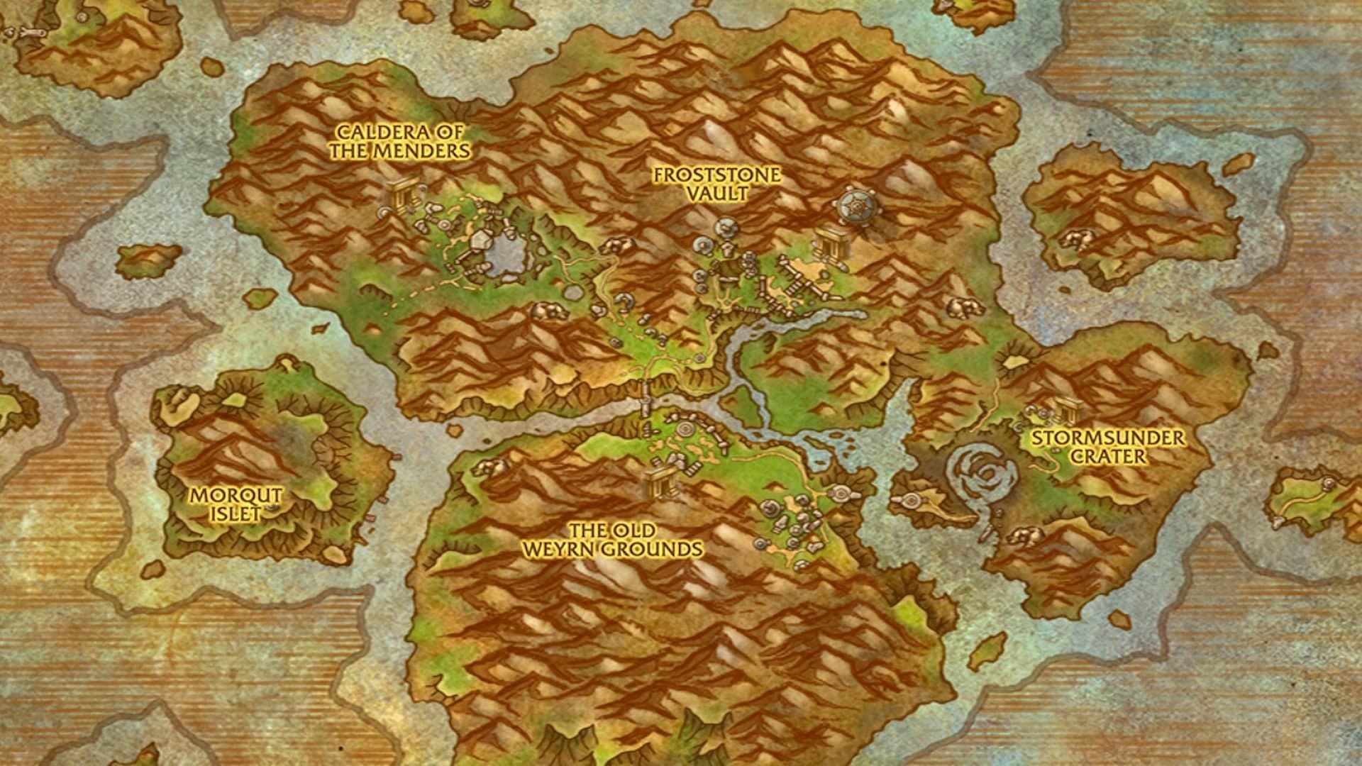 Morqut Village can be found on the eastern side of the Morqut Isles, diagonally across the Old Weyrn Grounds (Image via Blizzard)
