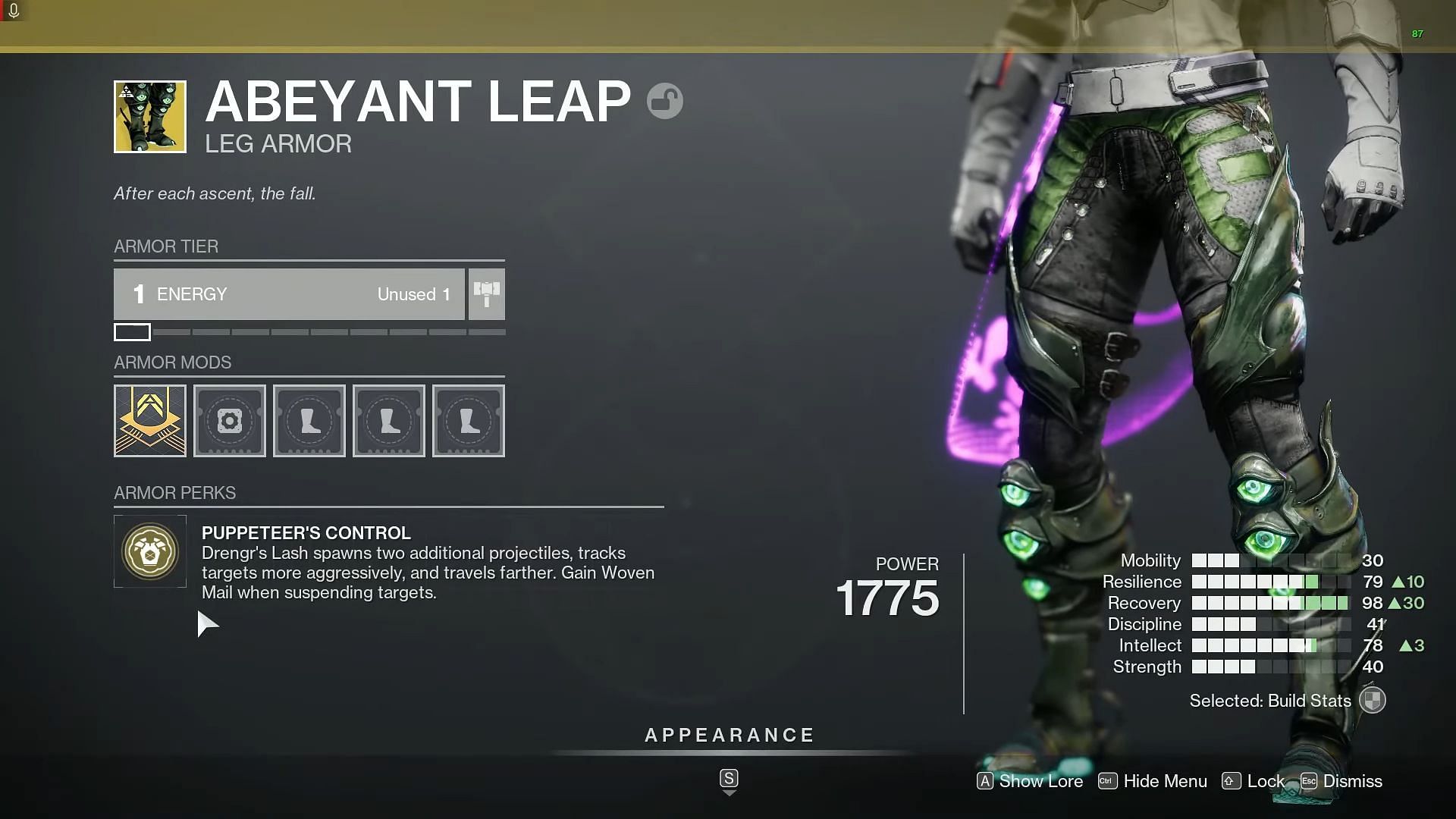 The Abeyant Leap exotic in all its glory (Image via YouTube/Lord Athrun)