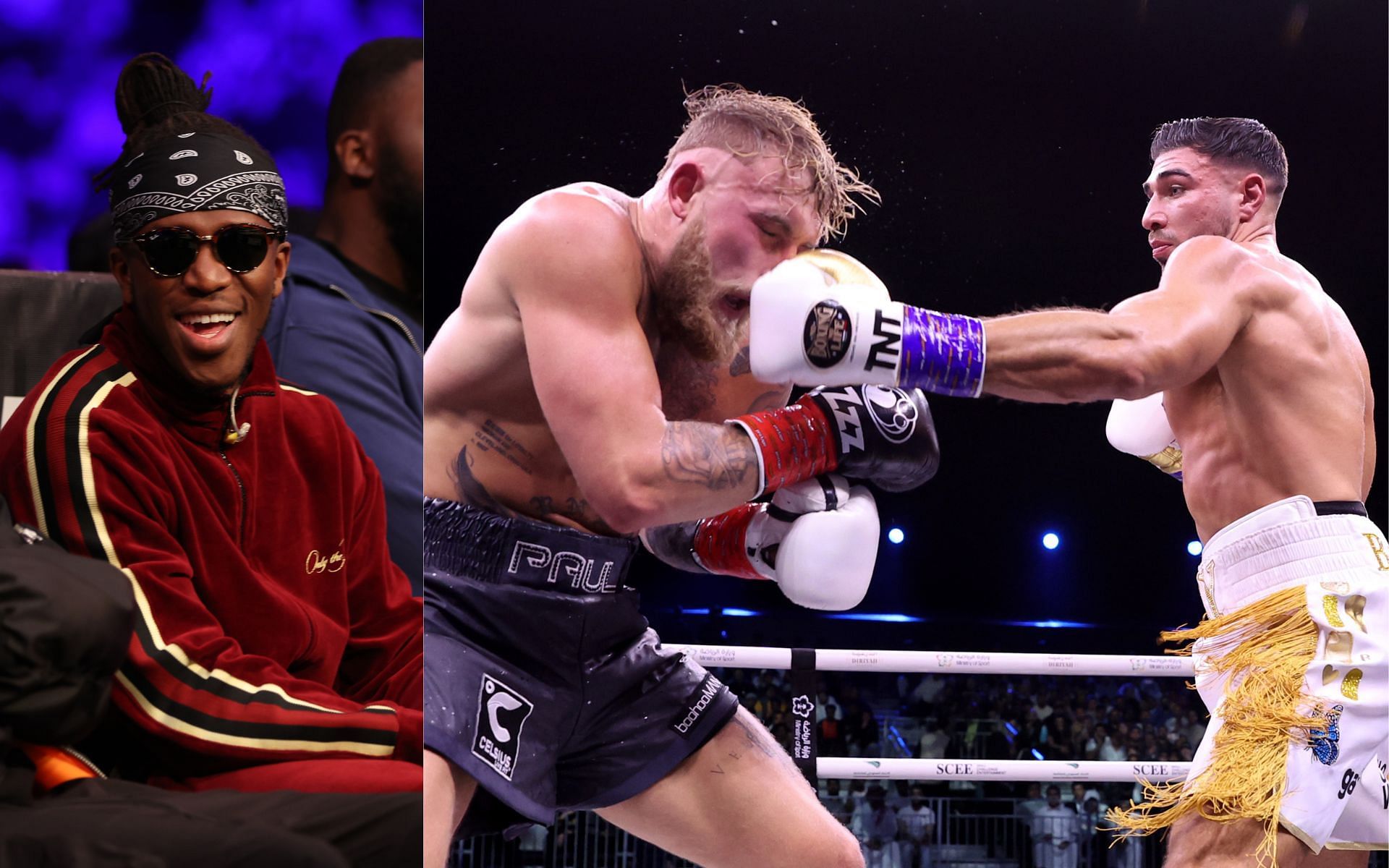 KSI (left) and Tommy Fury vs. Jake Paul (right) (Image credits Getty Images)