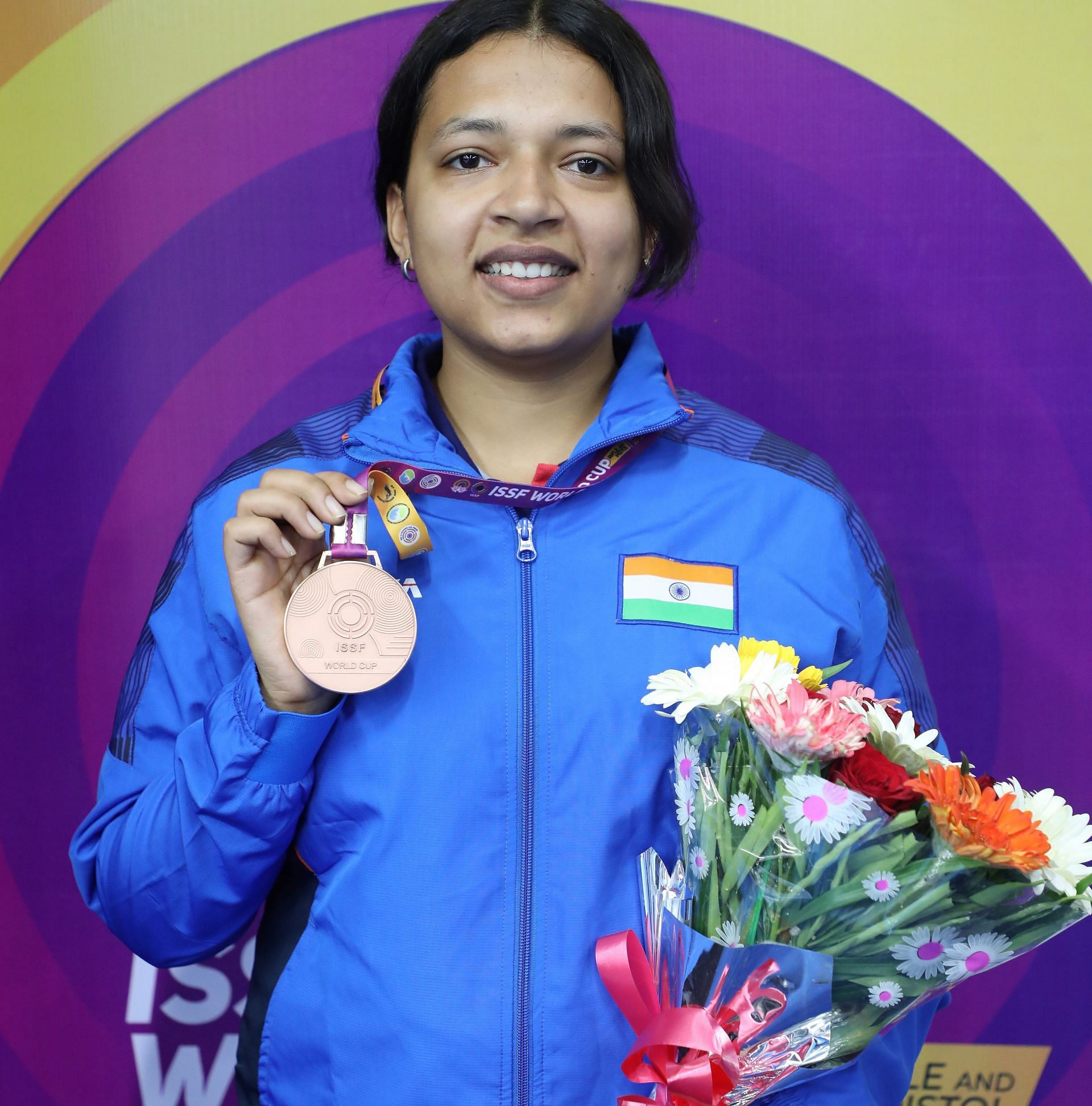 India&rsquo;s Sift Kaur won bronze in the women&rsquo;s 50m rifle three position at ISSF World Cup in Bhopal on Sunday. Photo credit NRAI