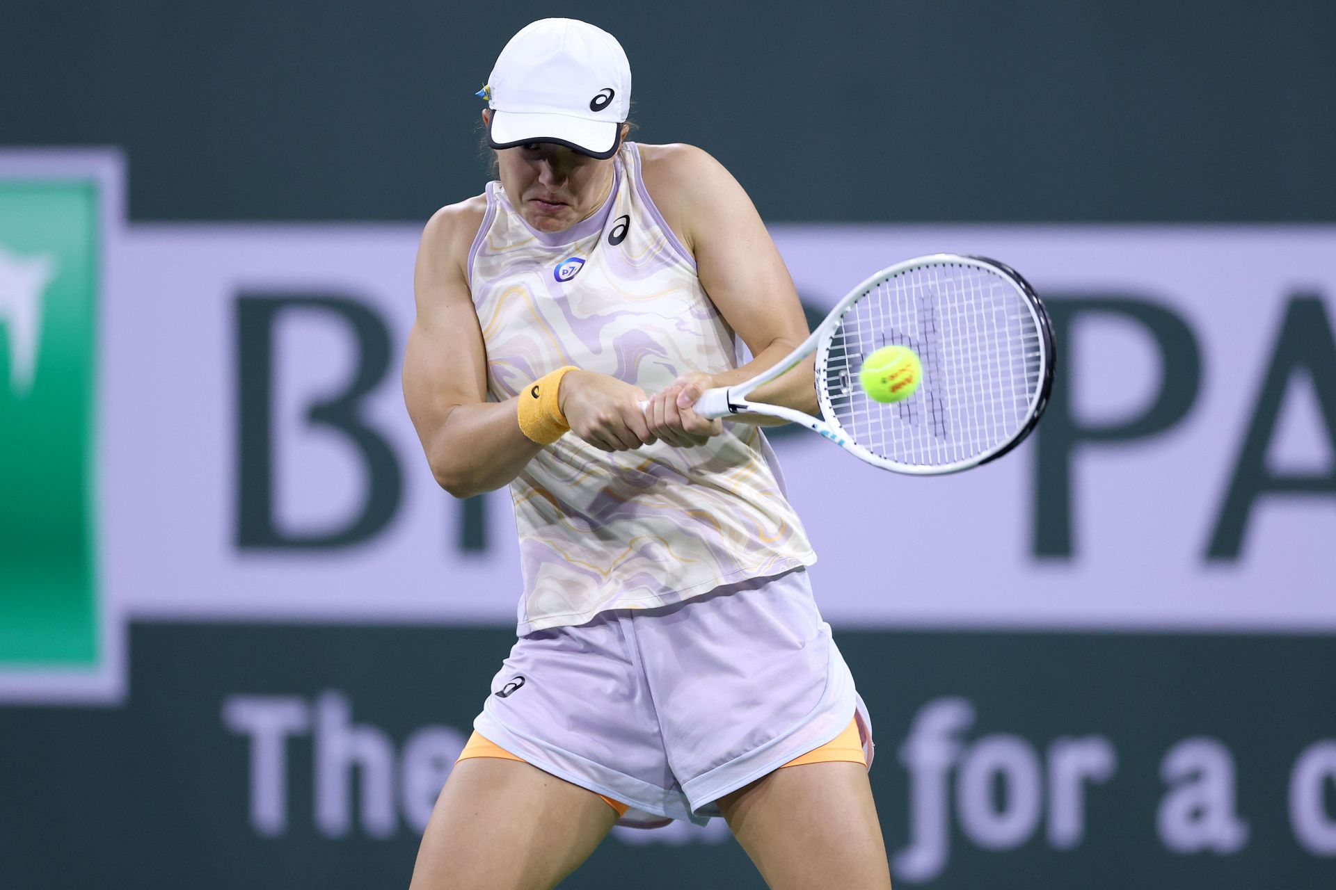 Iga Swiatek in action at the BNP Paribas Open