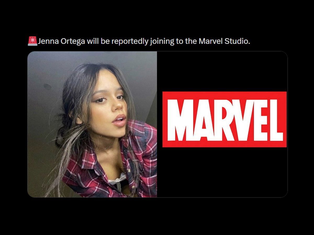 A still of the Twitter post regarding Jena Ortega joining Marvel&#039;s new series (Image Via Twitter)