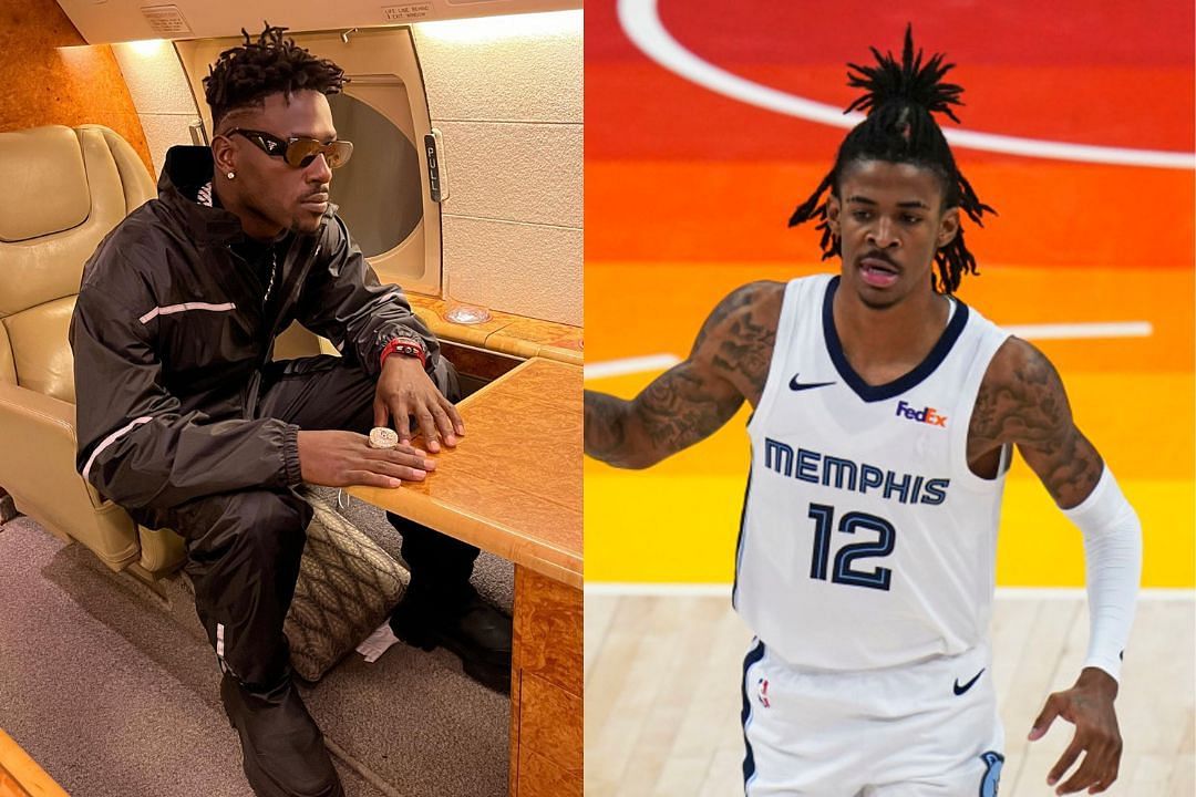 Former NFL WR Antonio Brown (l) and NBA superstar Ja Morant (r)