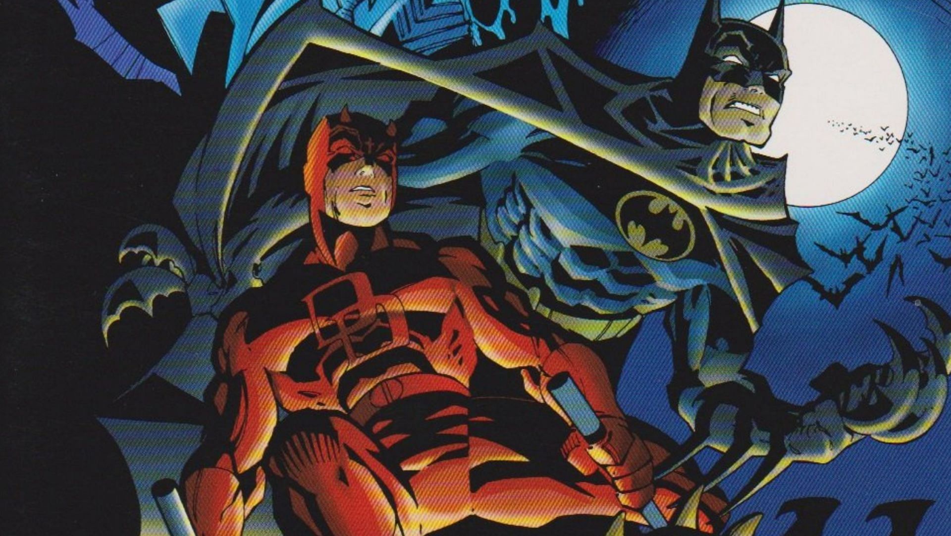 Daredevil and Batman team up to take on Two-Face and Kingpin (Image via DC and Marvel Comics)