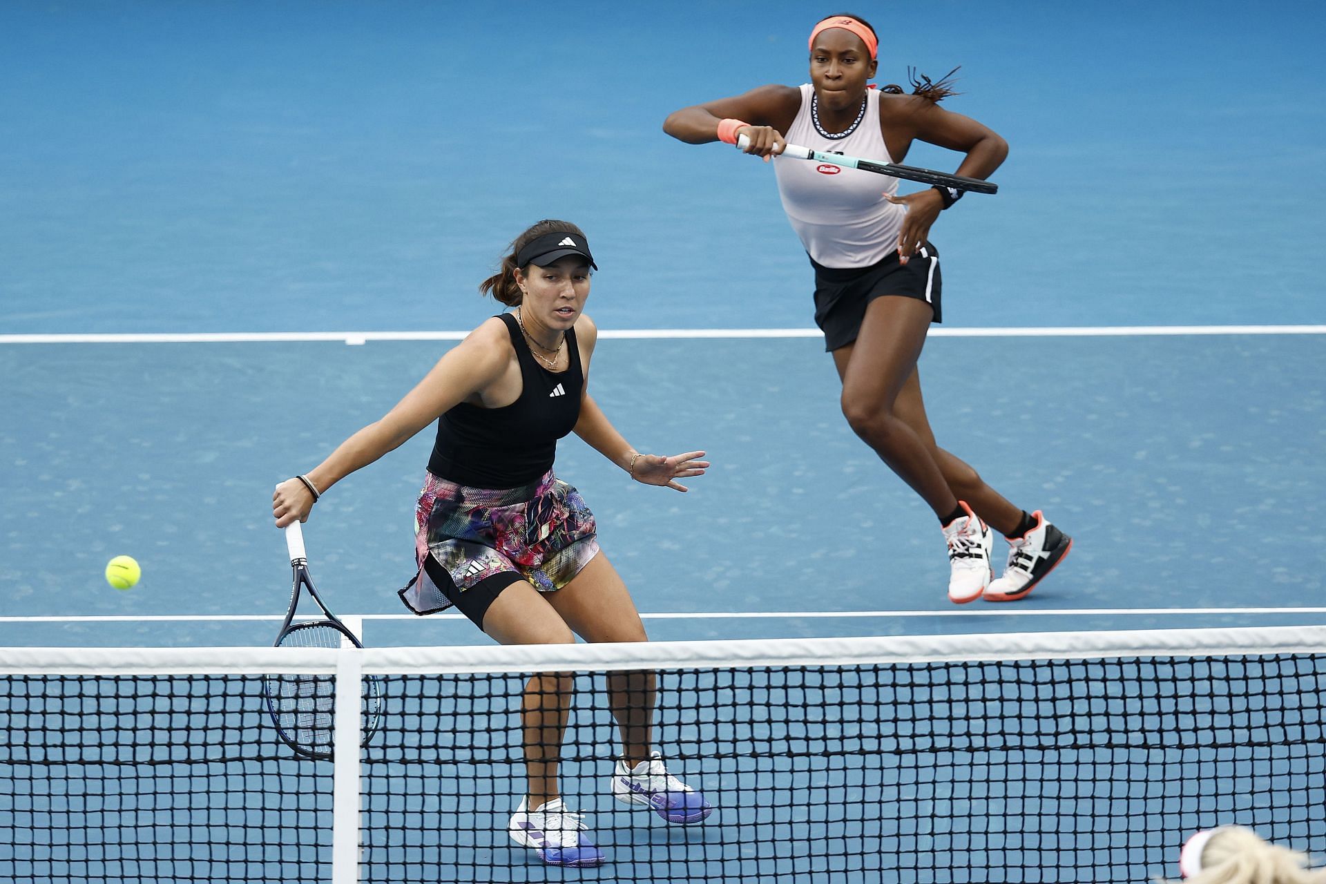 Jessica Pegula(left and Coco Gauff(right) in action at the 2023 Australian Open