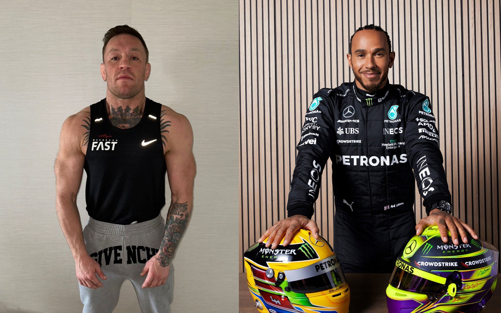 Conor McGregor [Left] Lewis Hamilton [Right] [Images courtesy: @TheNotoriousMMA and @LewisHamilton (Twitter)]