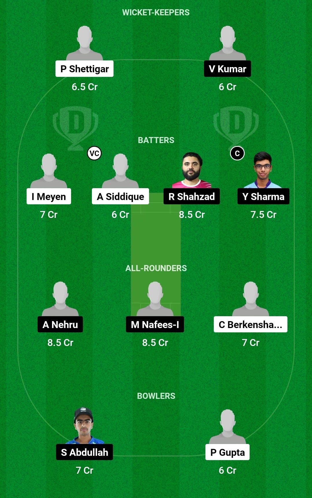 Dream11 Team for International Warriors vs DCC Starlets - ICCA Arabian T20 League.