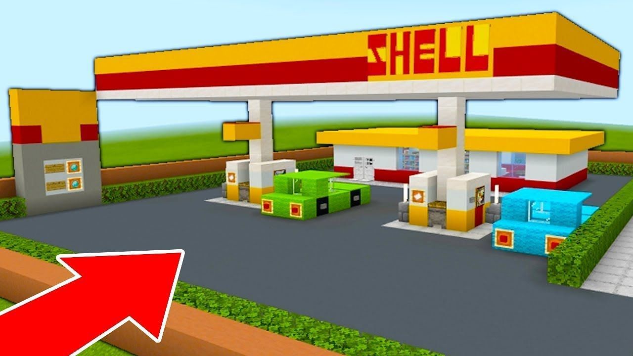 Have you ever been interested in building a gas station in Minecraft? (Image via Youtube/TSMC - Minecraft)