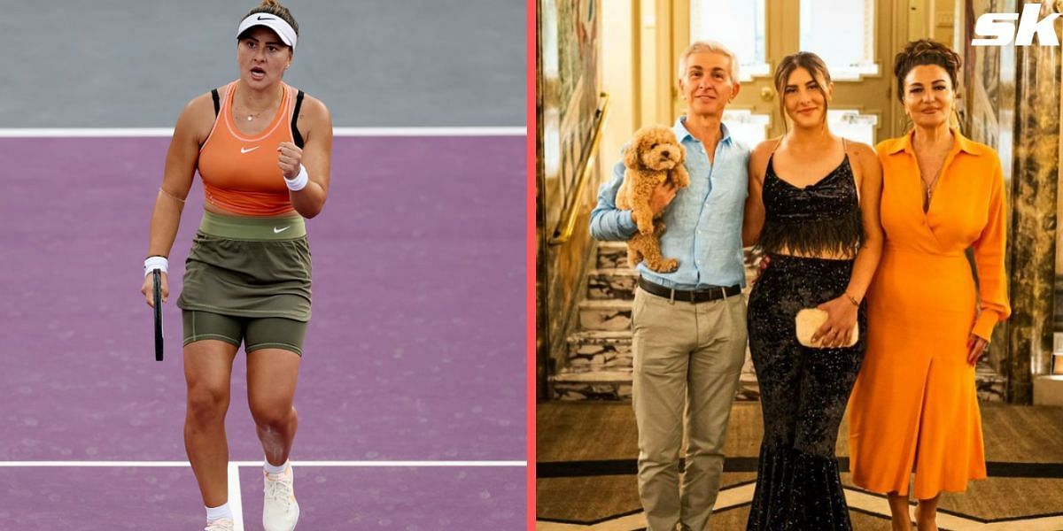 Bianca Andreescu (L) and her family (R).