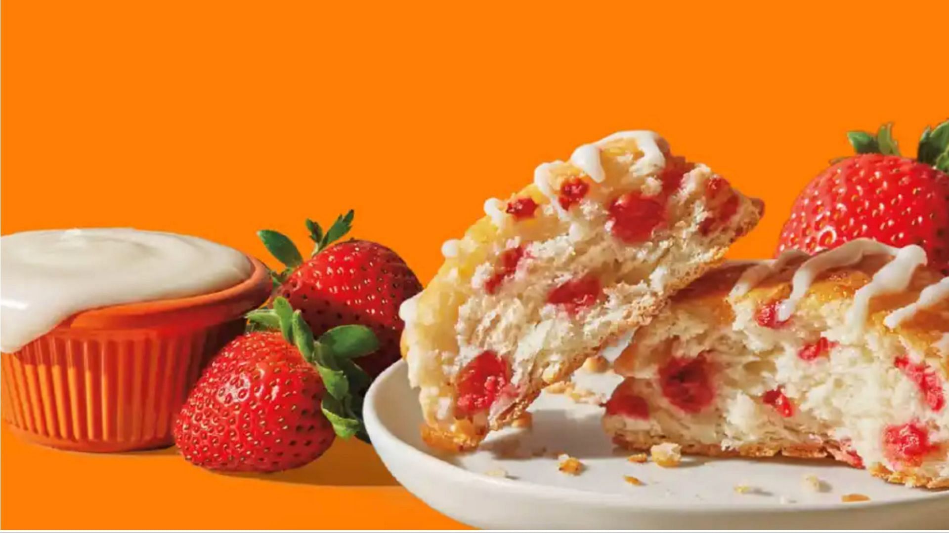 the new Strawberry Biscuits fuse together the fruity goodness of Strawberries and the chain&#039;s signature biscuits (Image via Popeyes)