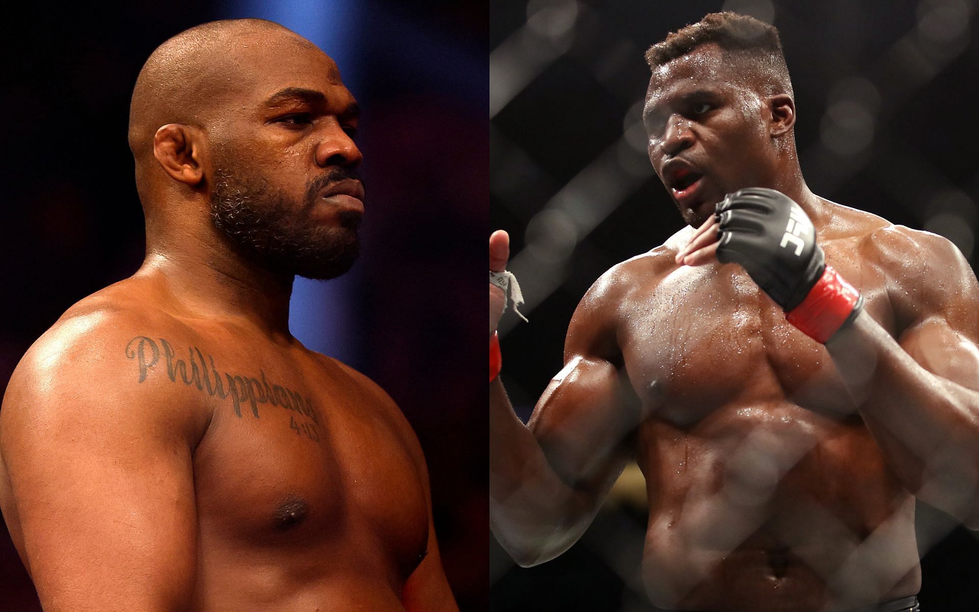 Jon Jones (left), Francis Ngannou (right) 