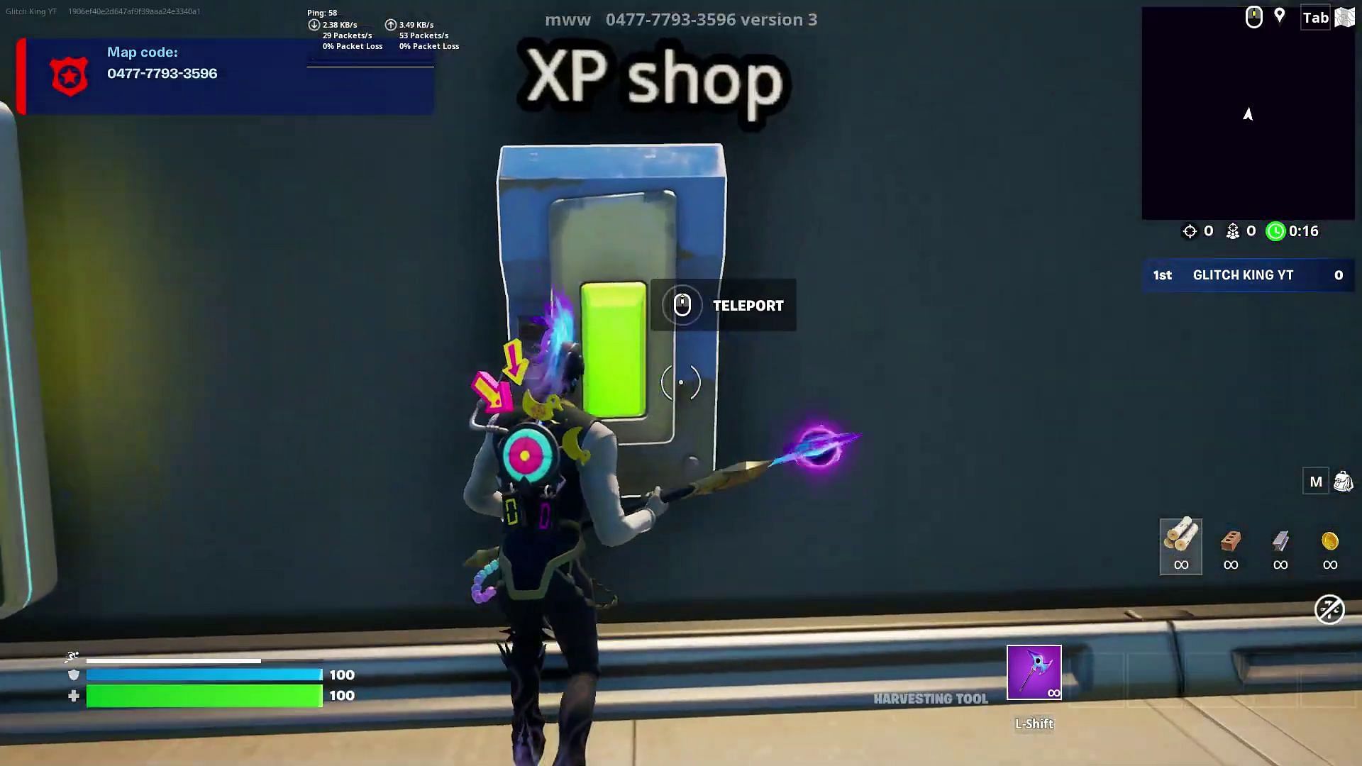 Interact with the XP Shop button. (Image via YouTube/GKI)