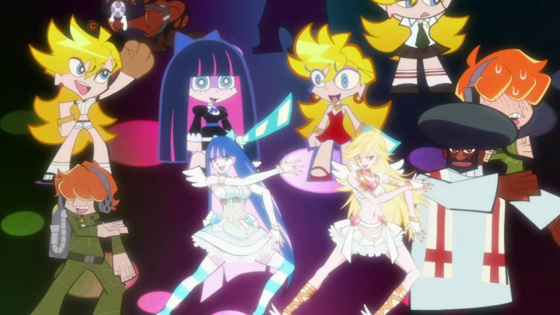 A showing of all the various art styles in Panty and Stocking (Image via Studio Gainax)