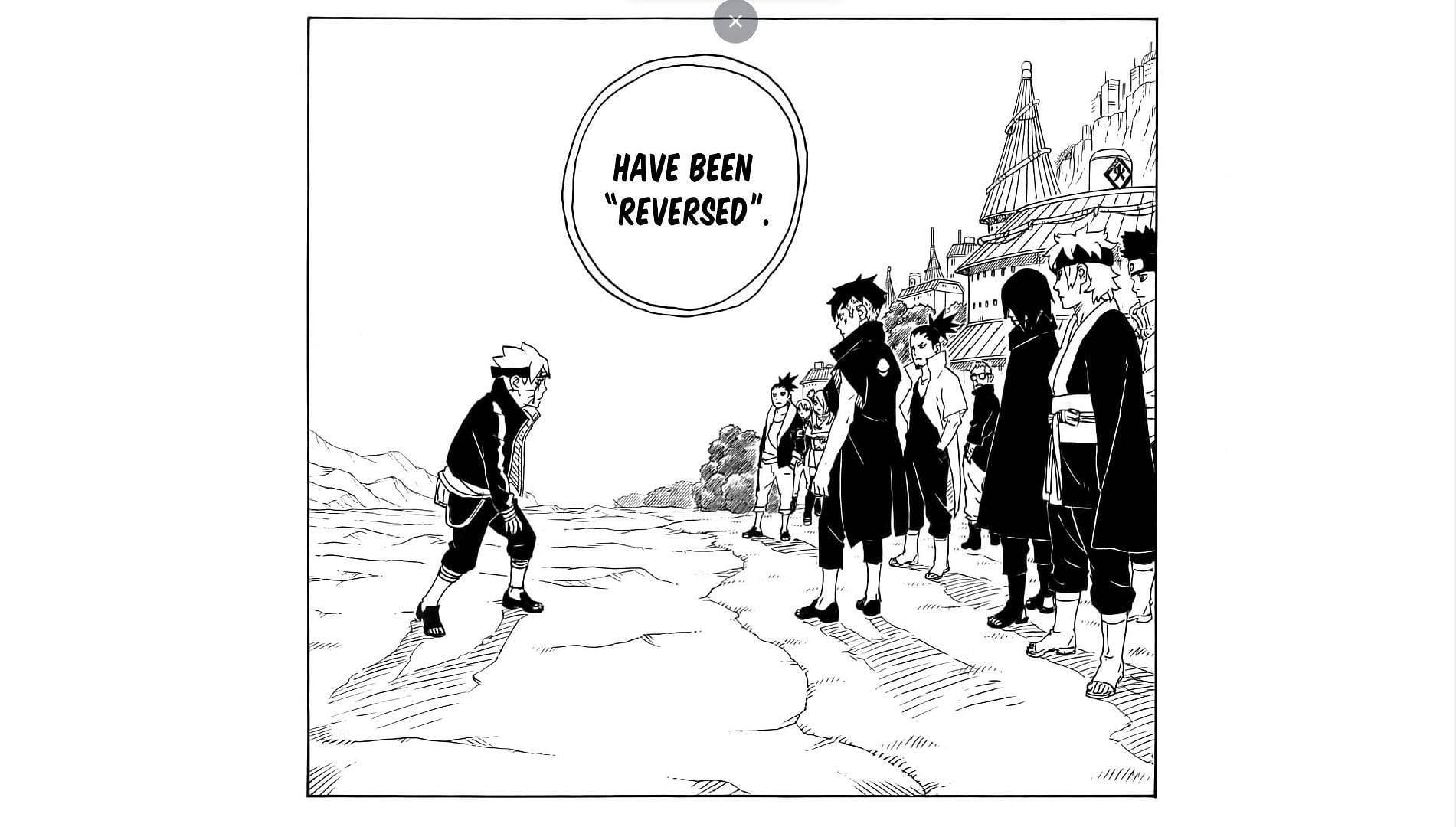 Roles being reversed in chapter 79 of the series (Image via Masashi Kishimoto.Shueisha)