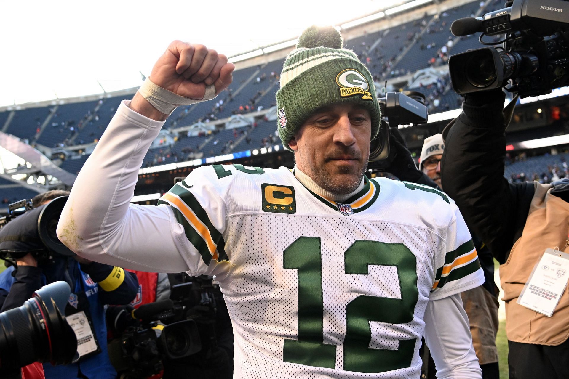 Aaron Rodgers at Green Bay Packers v Chicago Bears