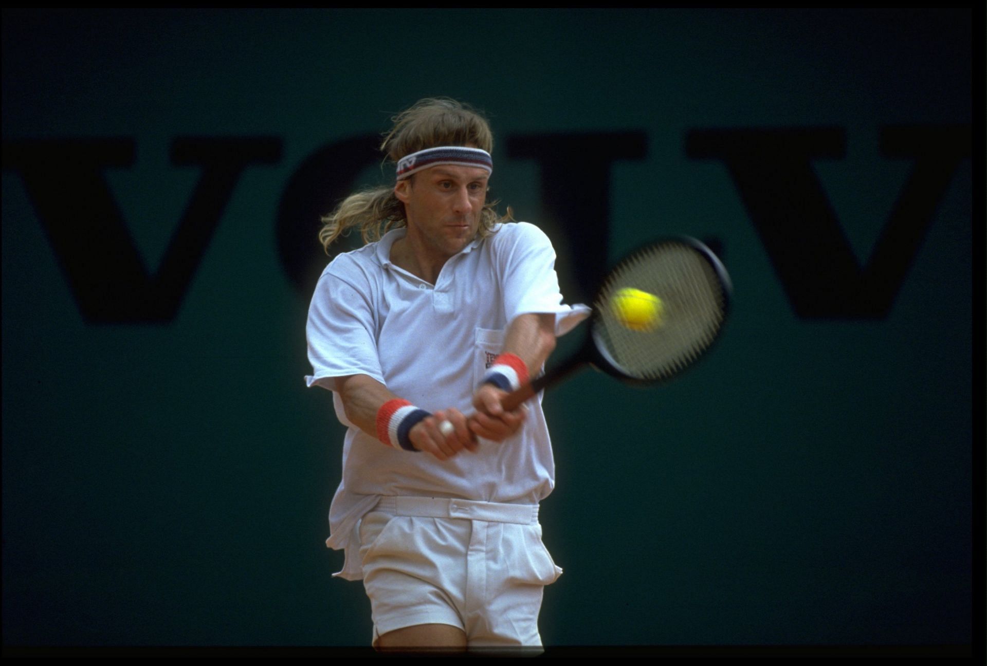 Borg in action wearing the Fila brand at the 1991 Monte Carlo Open