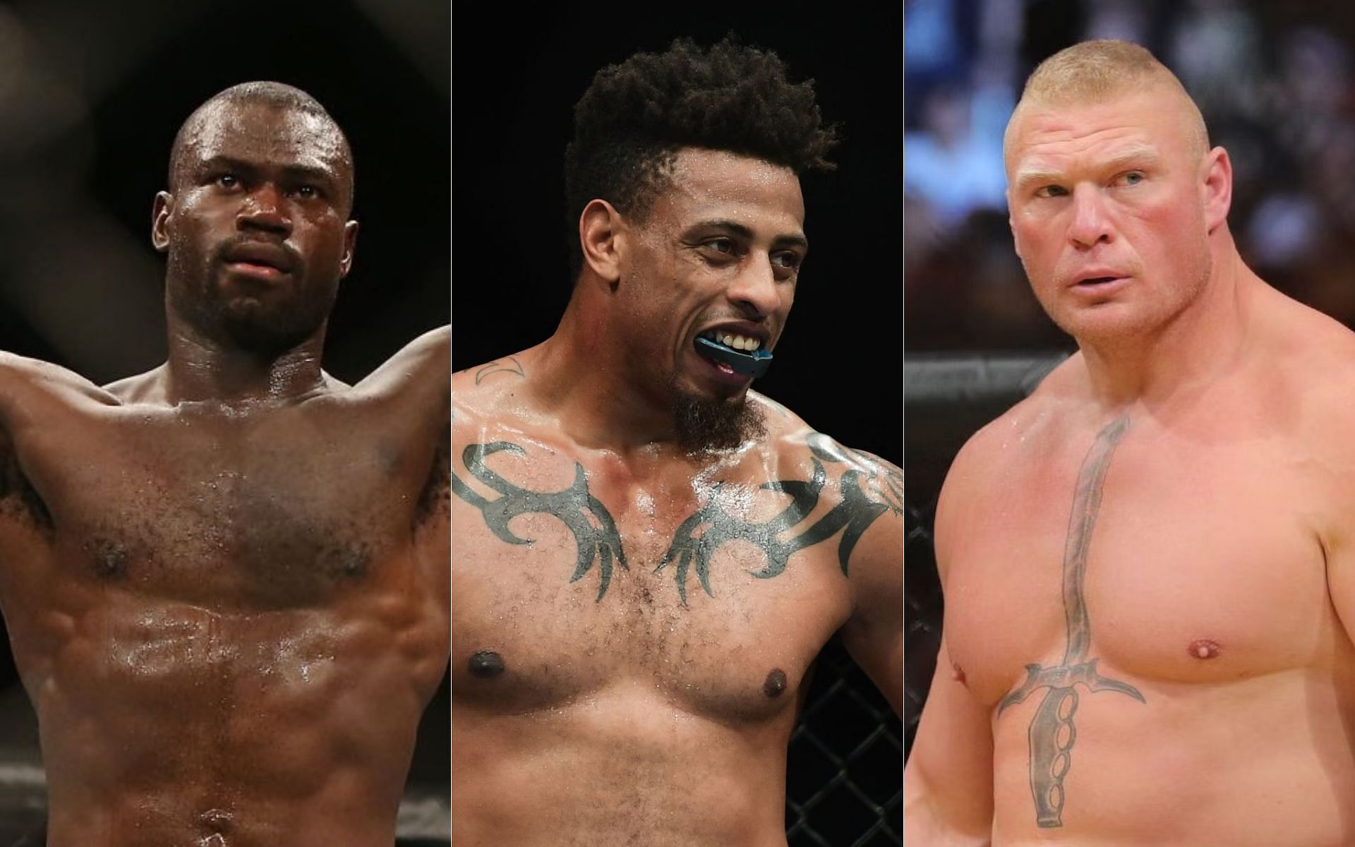 Uriah Hall (left), Greg Hardy (centre), Brock Lesnar (right)