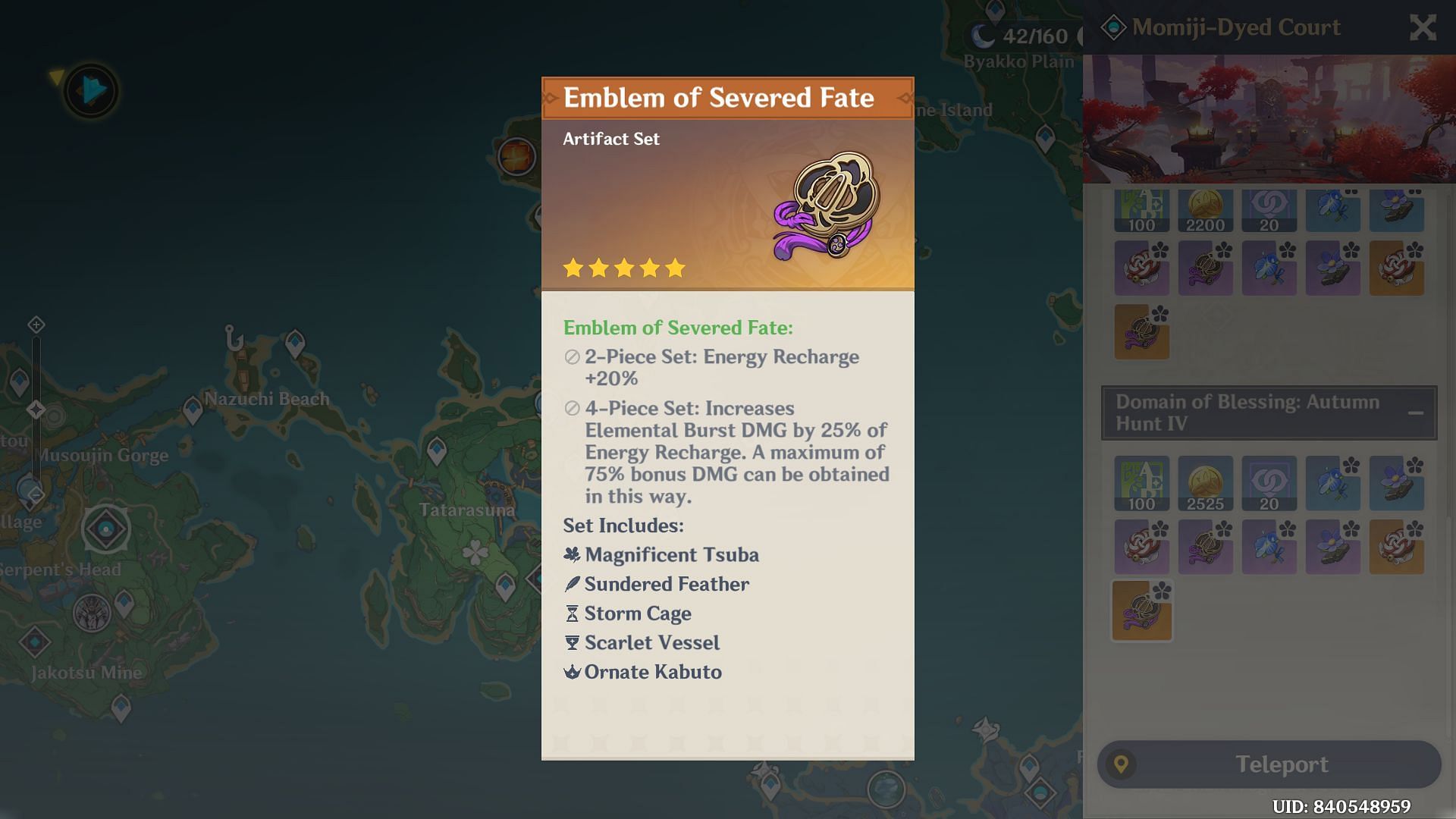 Emblem of Severed Fate is the best option for Dehya&#039;s burst DPS build (Image via HoYoverse)