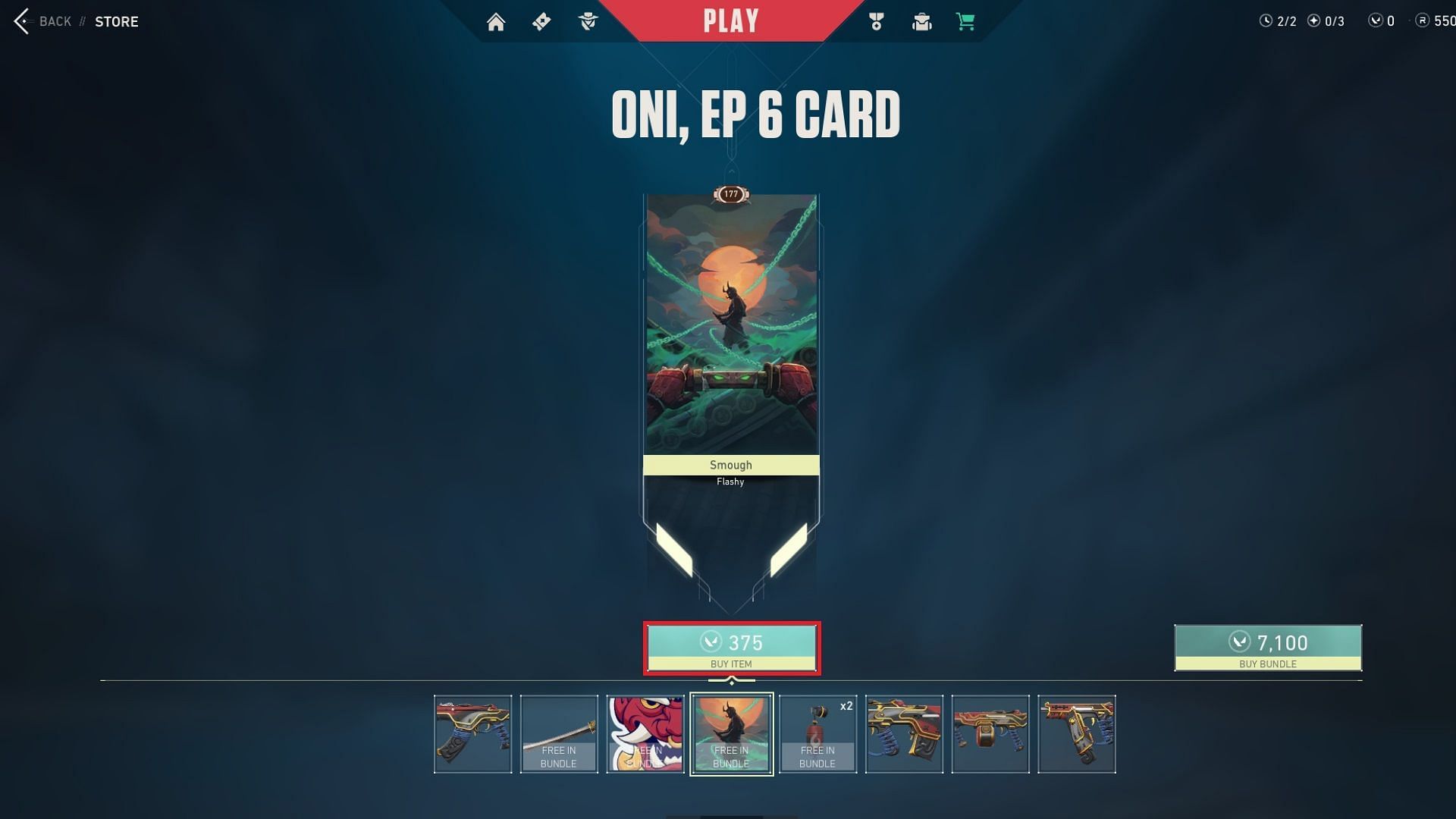 Oni 2.0 player card in Valorant Episode 6 Act 2 (Image via Riot Games)