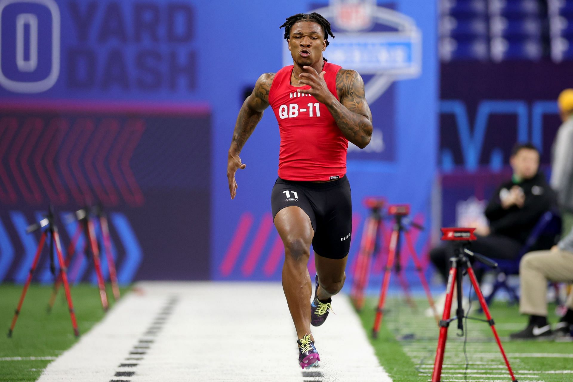 Anthony Richardson running during NFL Combine