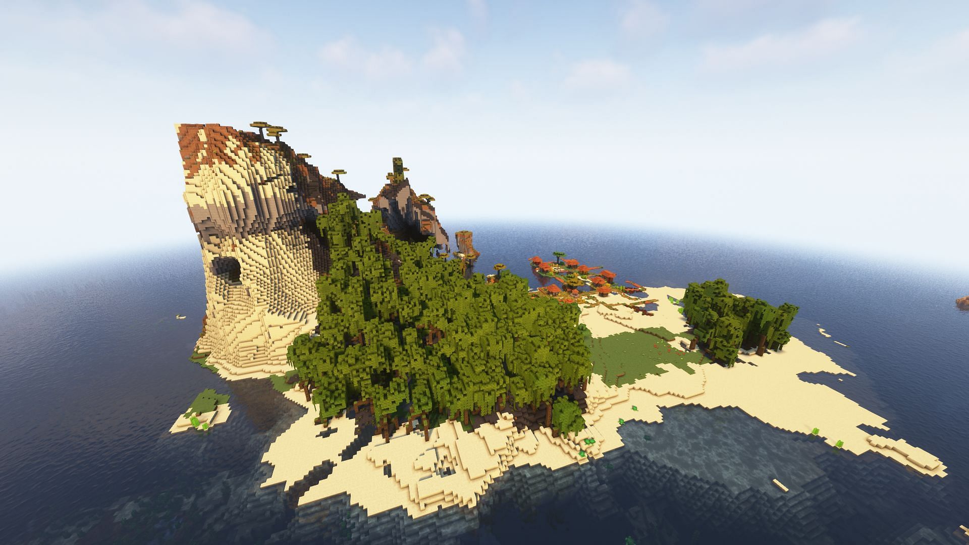 A mountain with a mangrove swamps biome (Image via Minecraft)