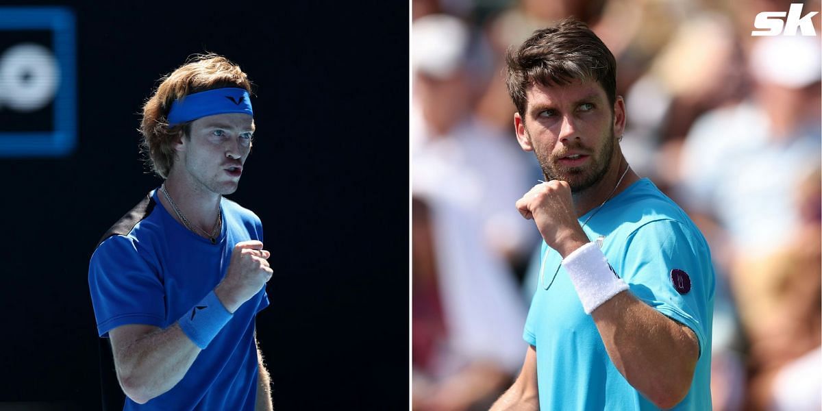 Andrey Rublev (L) and Cameron Norrie.