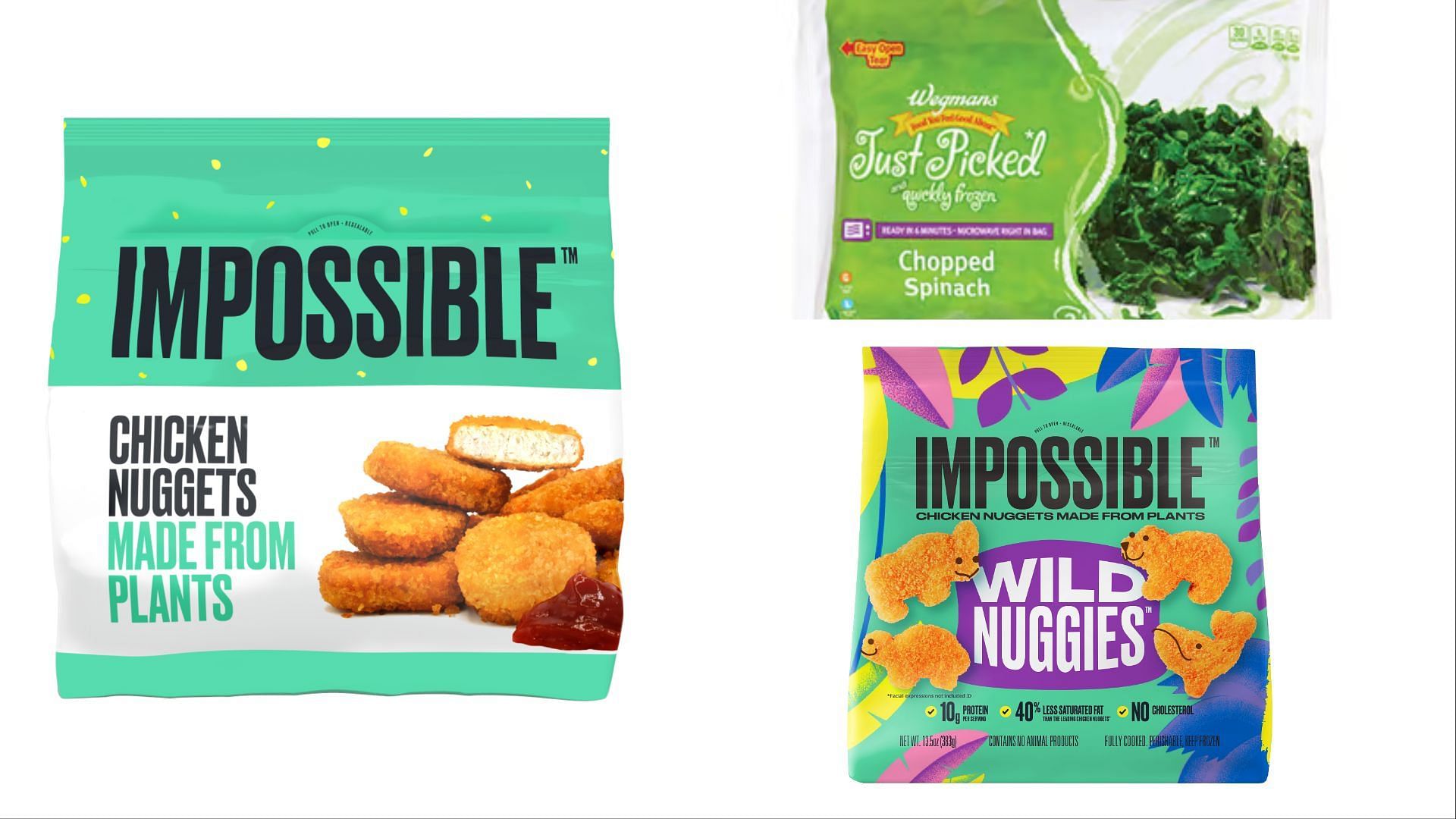 the recalled Frozen Chopped Spinach, Impossible Chicken Nuggets &amp; Wild Nuggies pose serious to severe health risks and are best not to be consumed (Image via Wegmans Food Market)