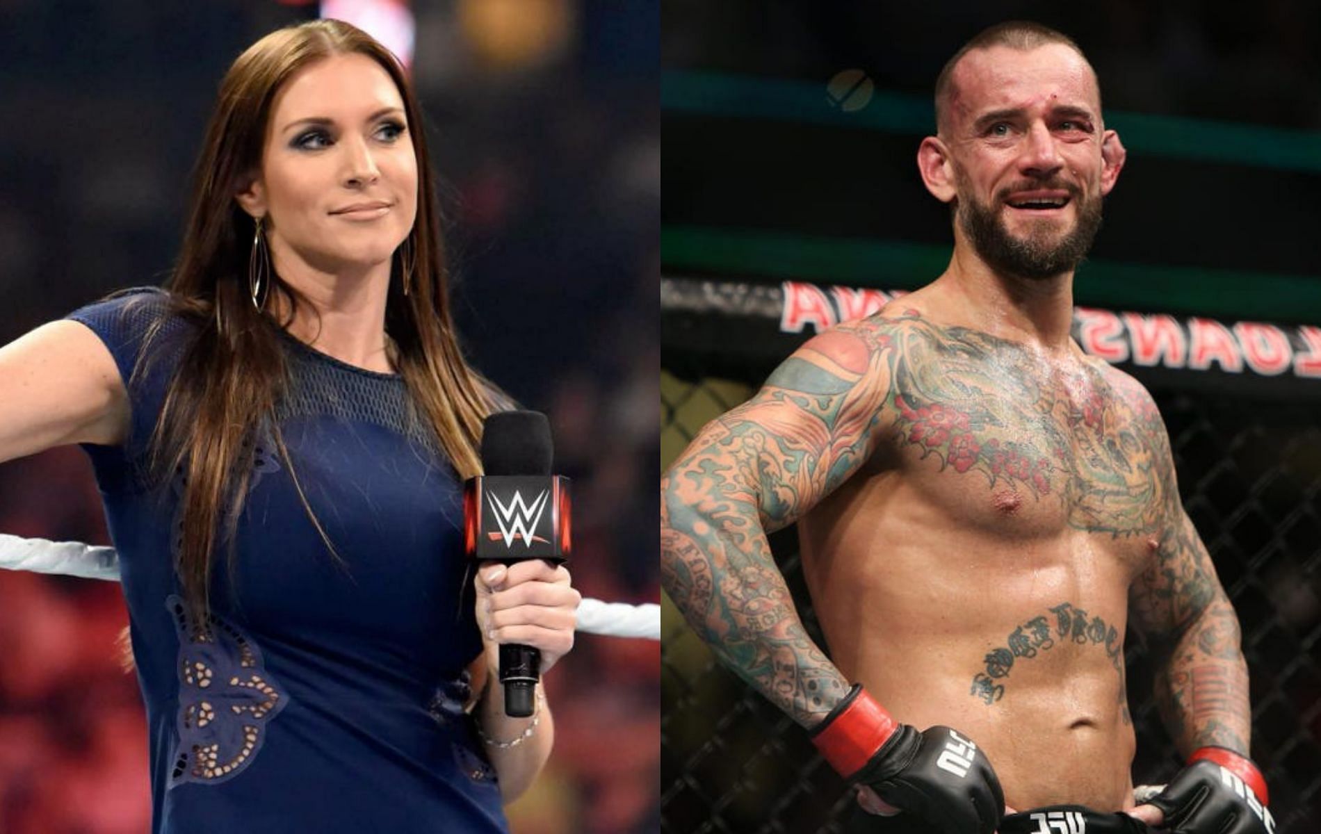 Stephanie McMahon (left) and CM Punk (right)