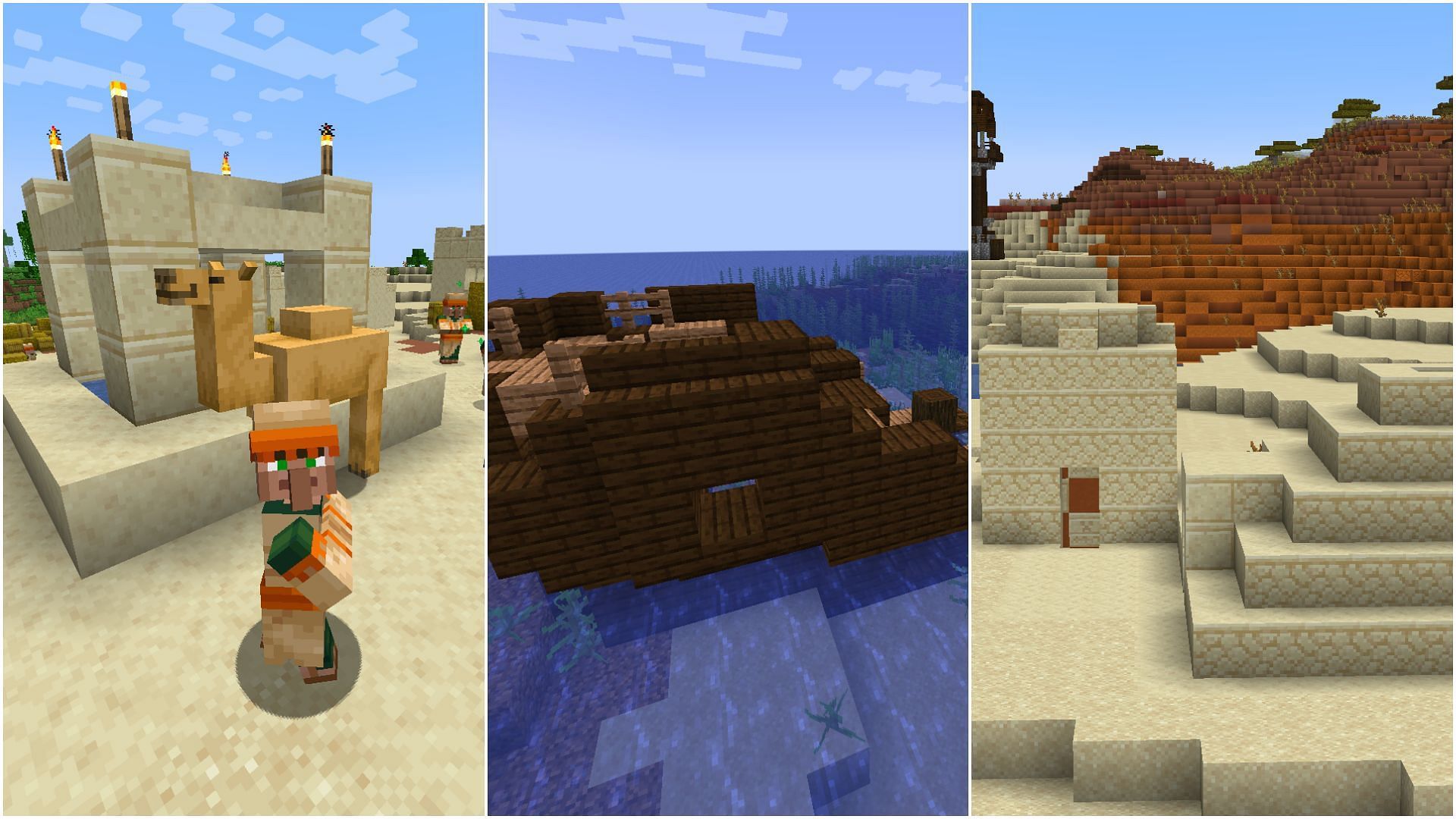 Some of the structures that should be explored in a new Minecraft world in 2023 (Image via Sportskeeda)