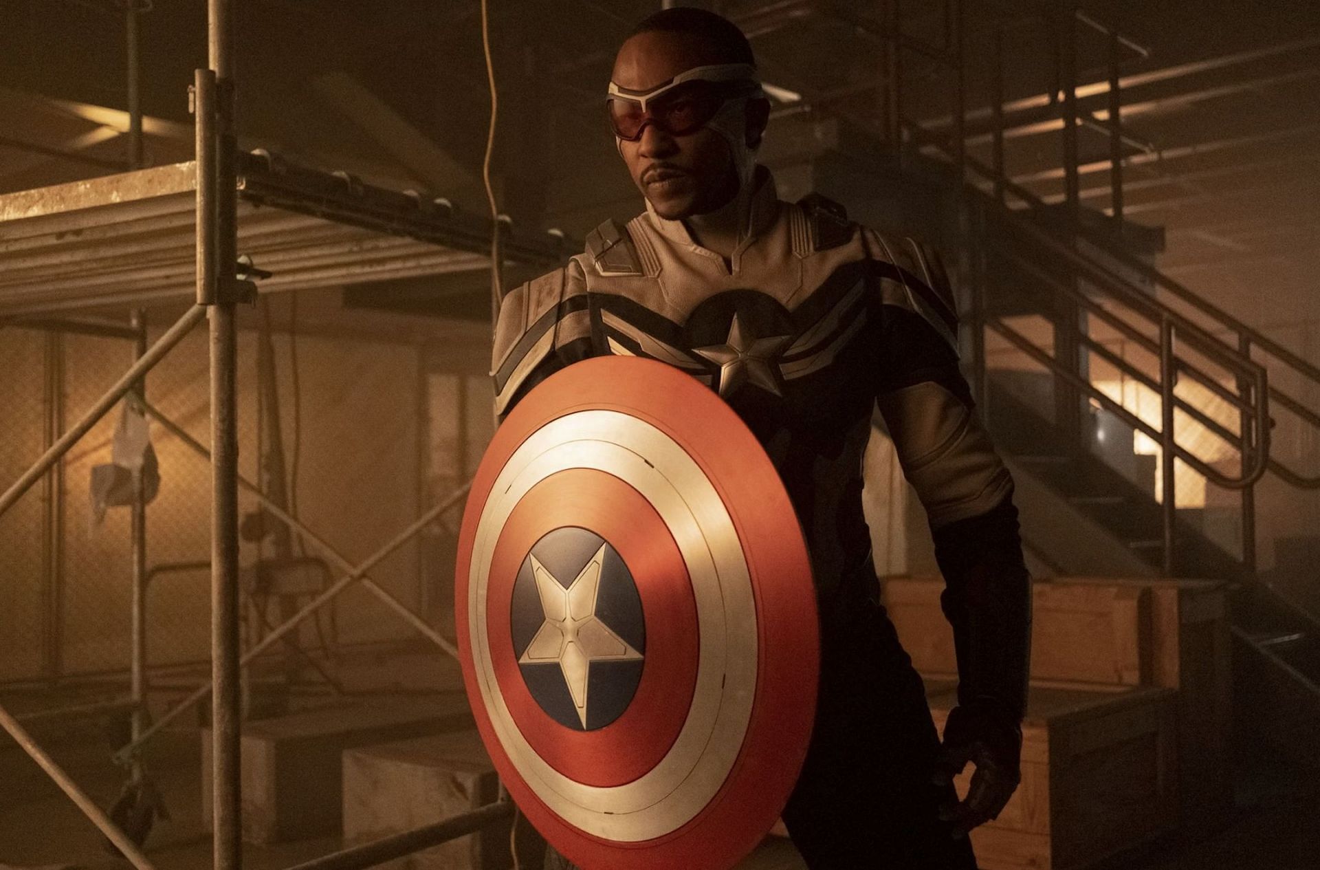 Anthony Mackie as Captain America in the upcoming Marvel Cinematic Universe movie, Captain America: New World Order 